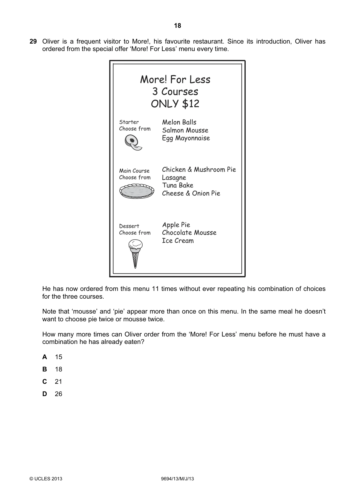 Cambridge A Level Thinking Skills 9694 2013 May/June Paper 1 · Variant 3 question paper, page 18 of 20