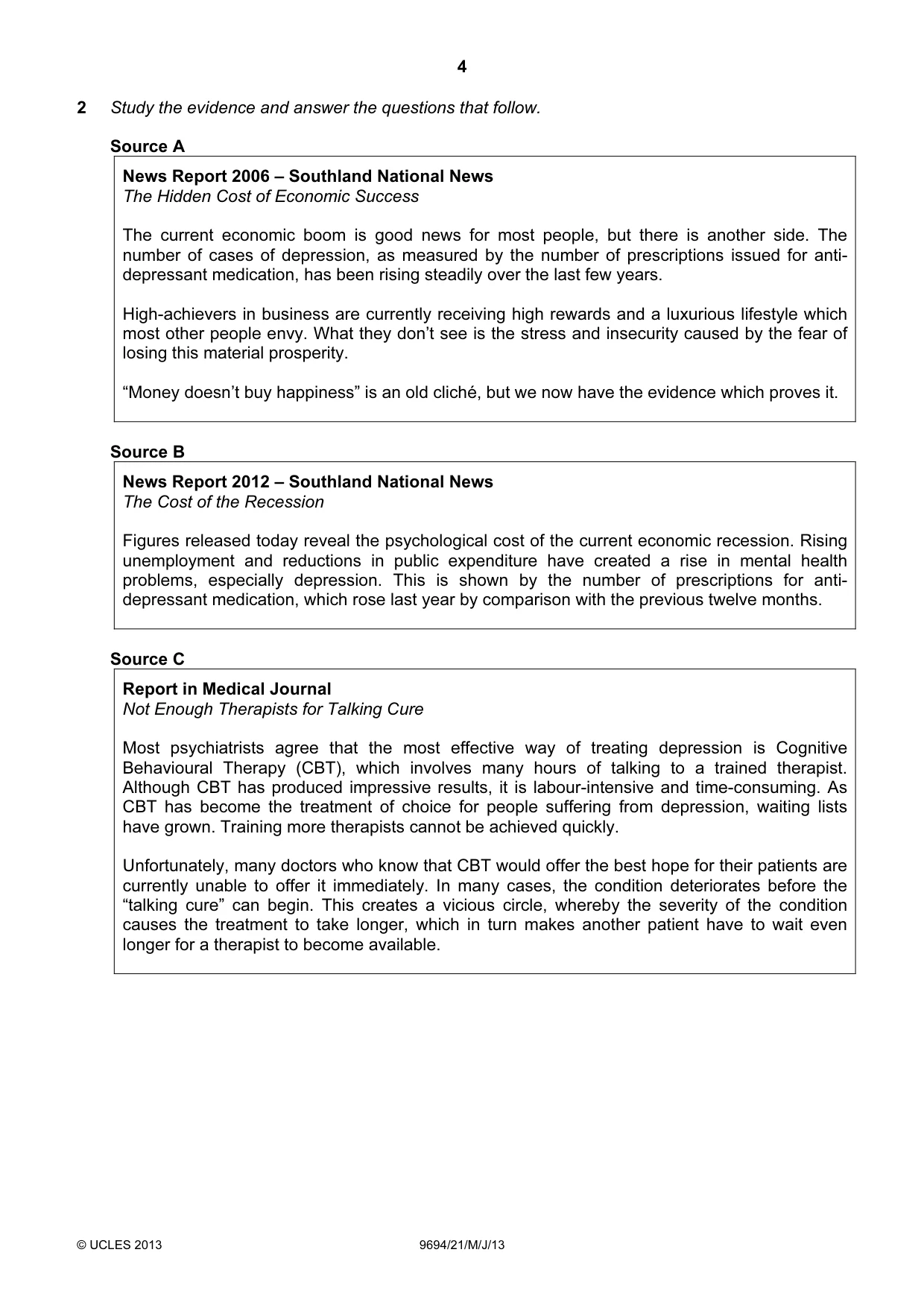 Cambridge A Level Thinking Skills 9694 2013 May/June Paper 2 · Variant 1 question paper, page 4 of 8