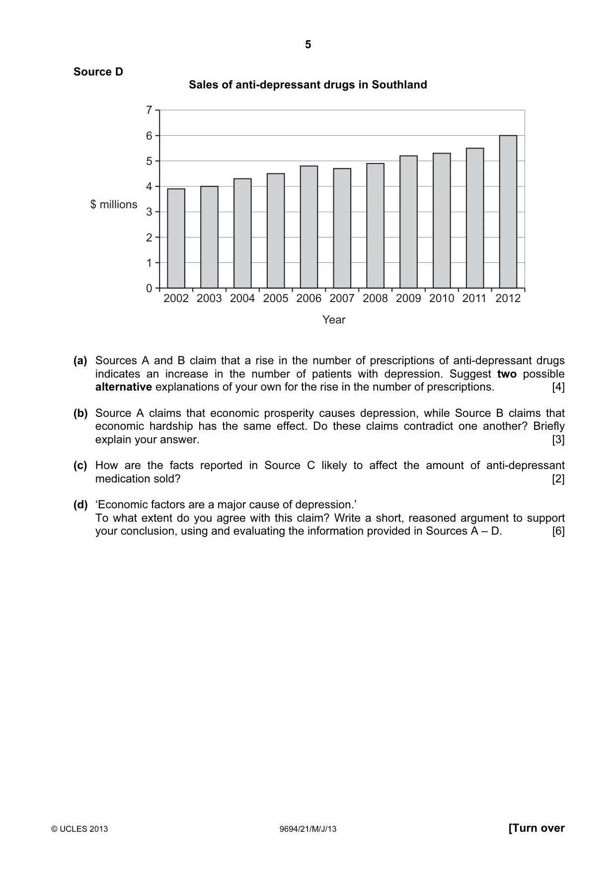 Cambridge A Level Thinking Skills 9694 2013 May/June Paper 2 · Variant 1 question paper, page 5 of 8