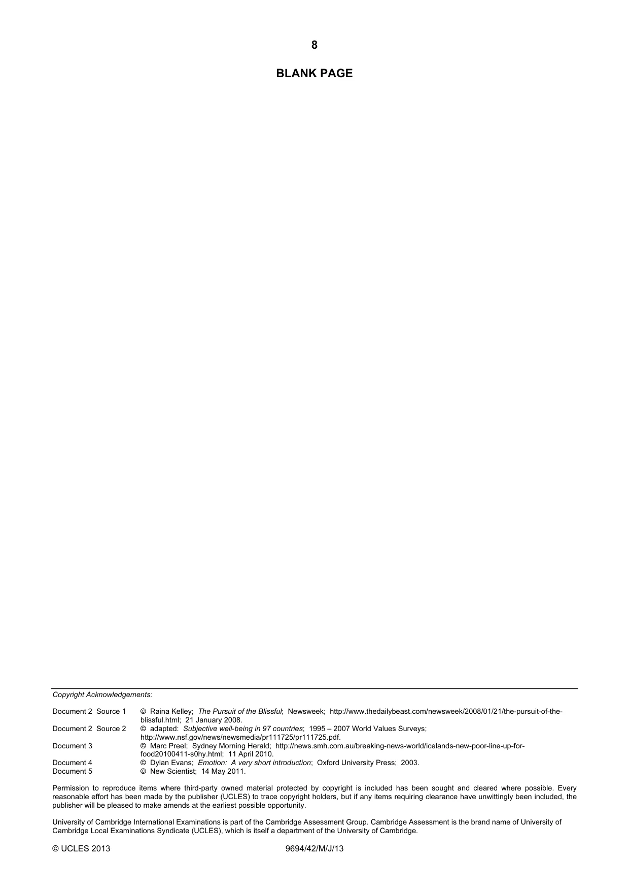 Cambridge A Level Thinking Skills 9694 2013 May/June Paper 4 · Variant 2 question paper, page 8 of 8