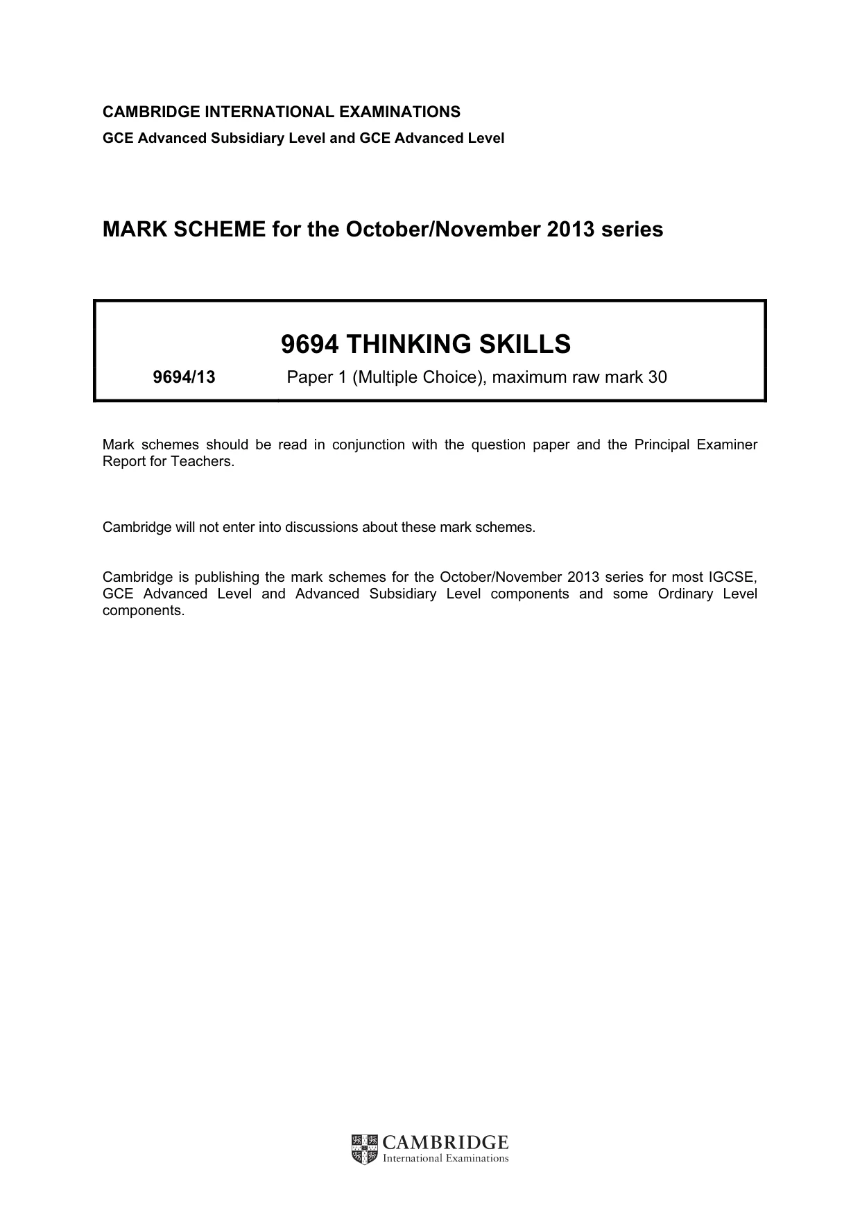 Mark scheme, page 1 of 2