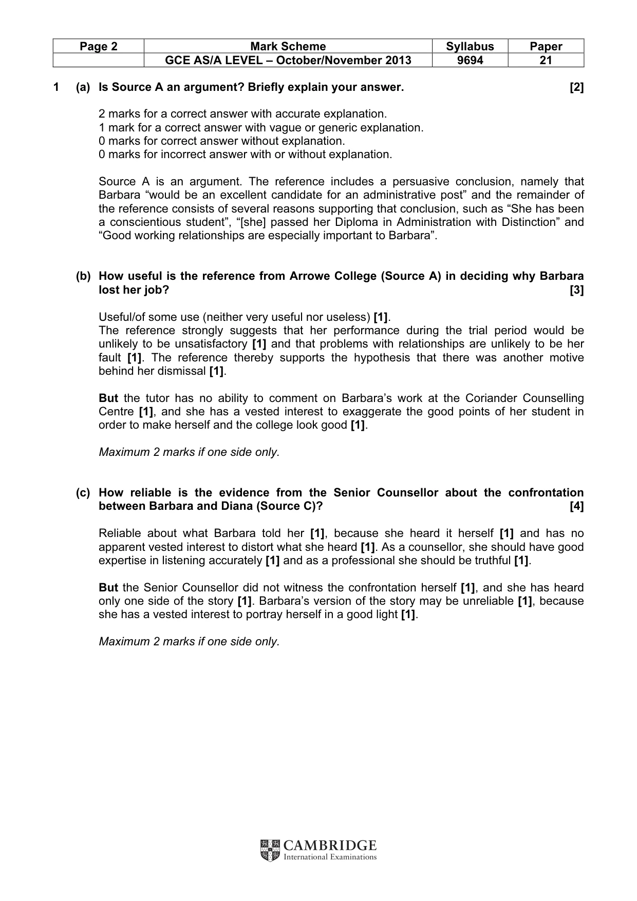 Mark scheme, page 2 of 8
