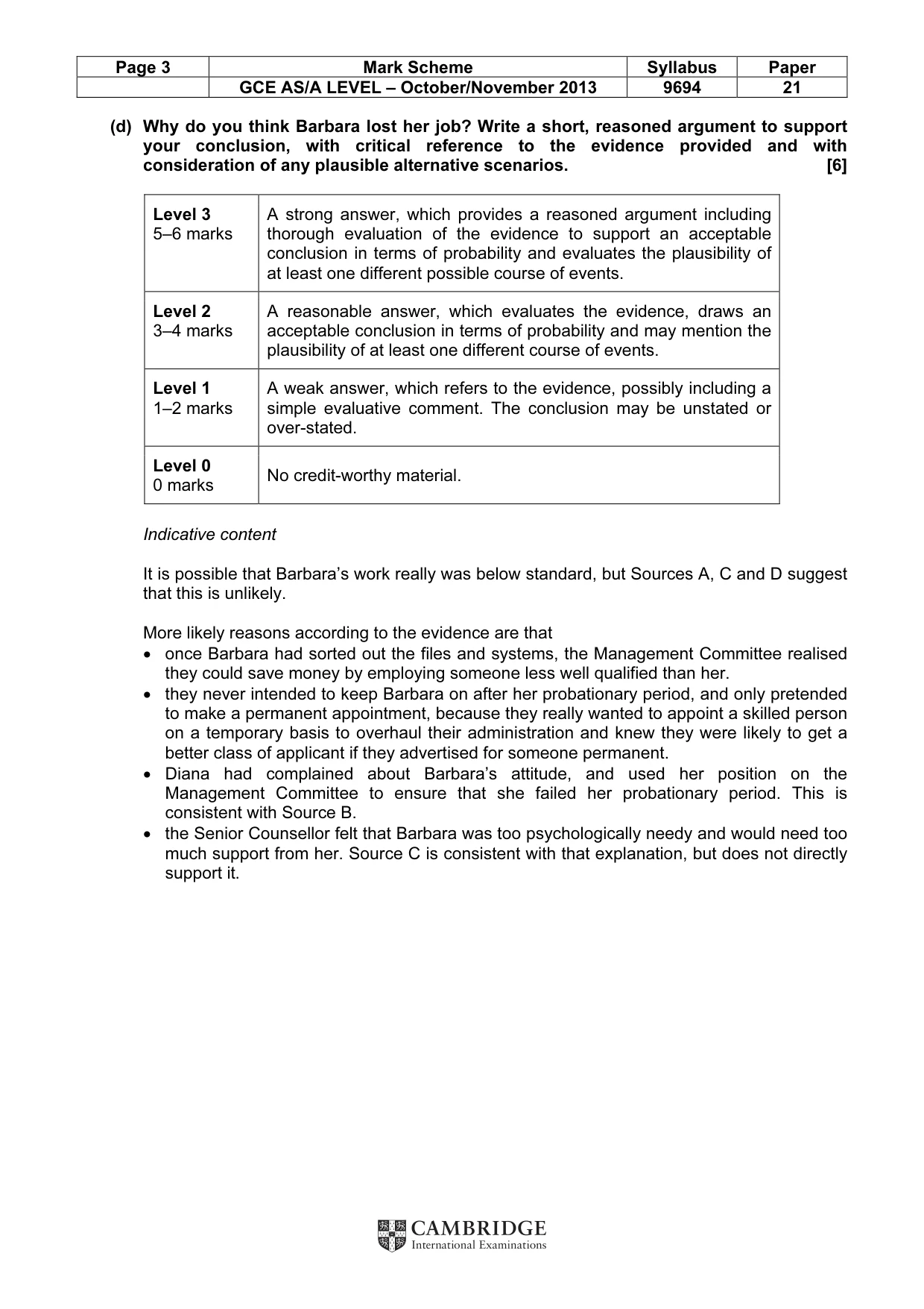 Mark scheme, page 3 of 8