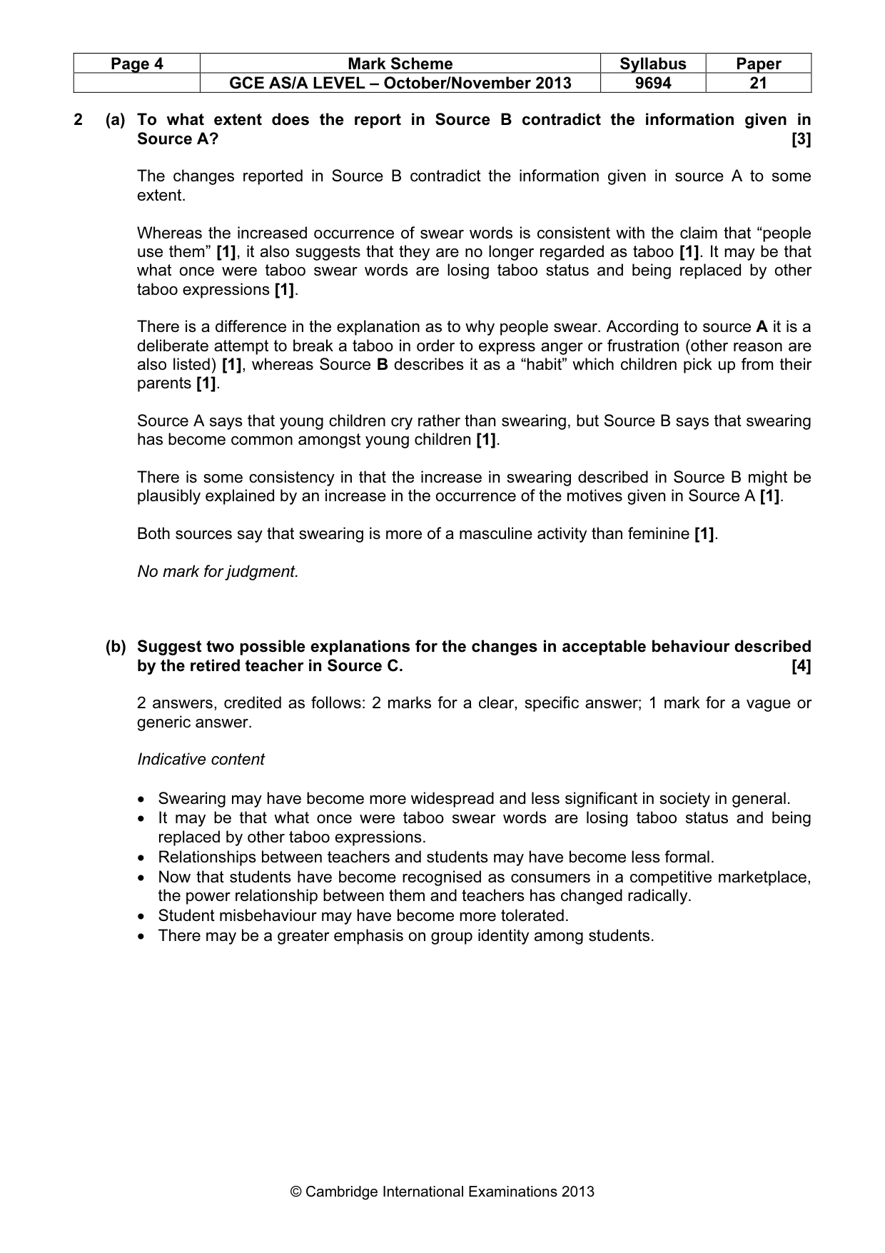 Mark scheme, page 4 of 8