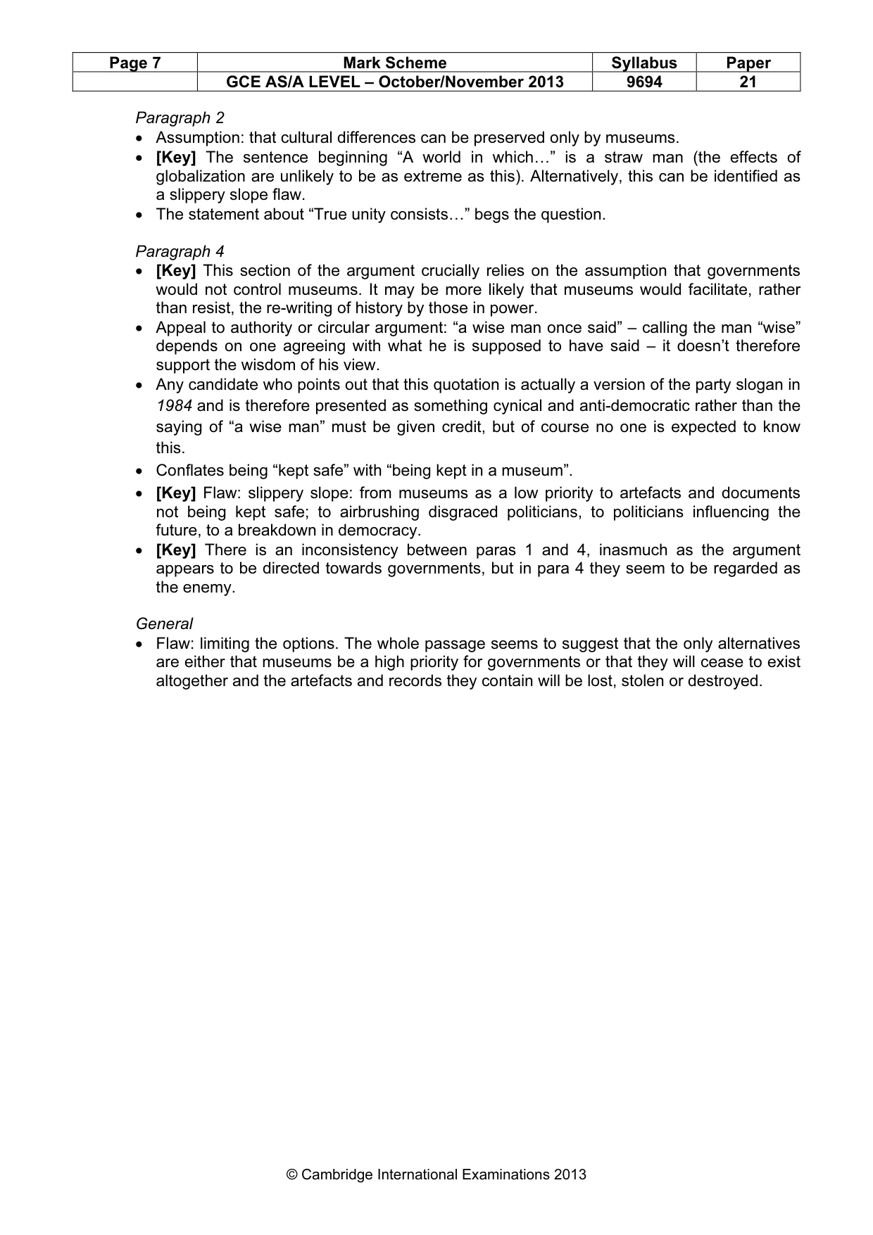 Mark scheme, page 7 of 8