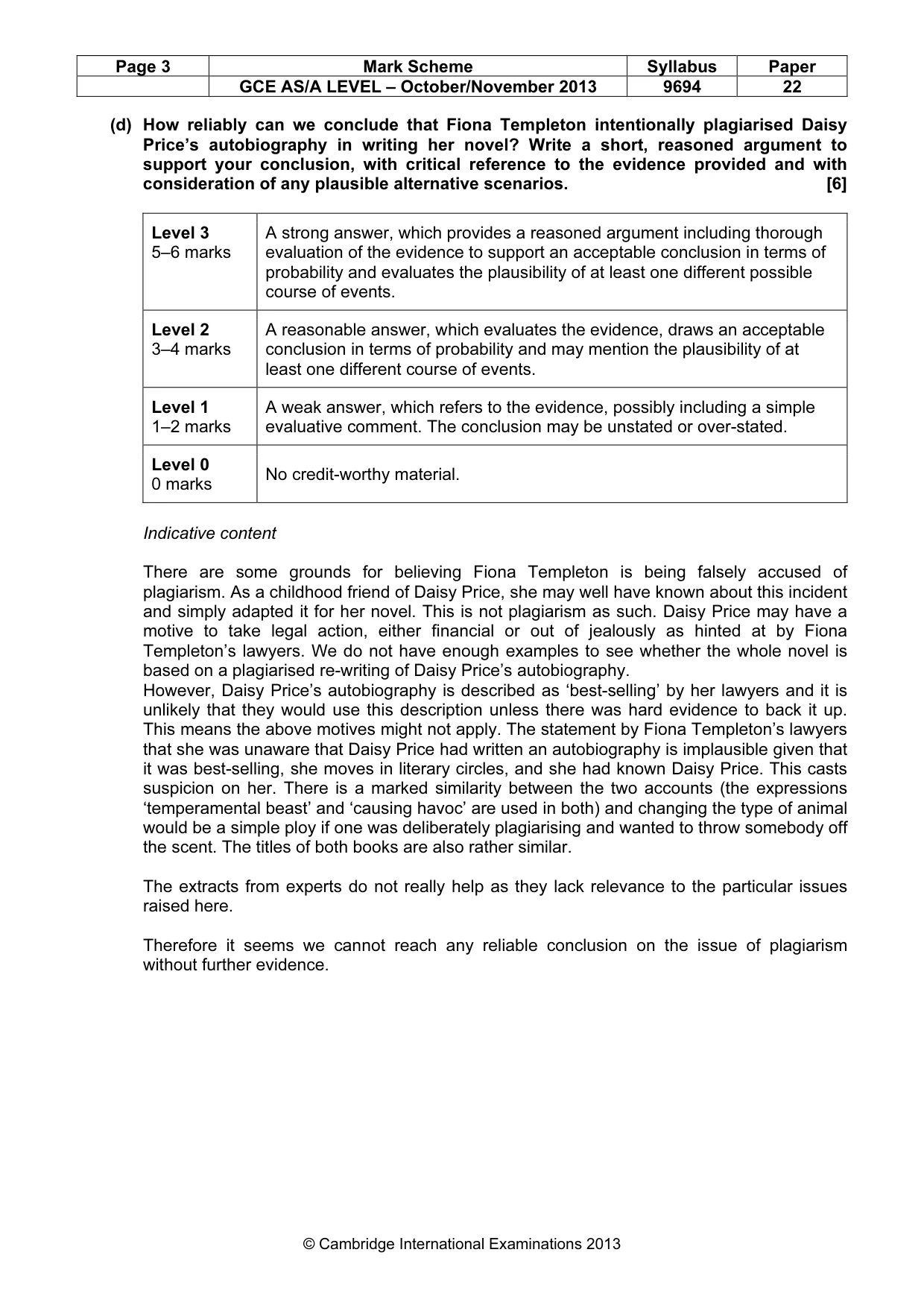 Mark scheme, page 3 of 8