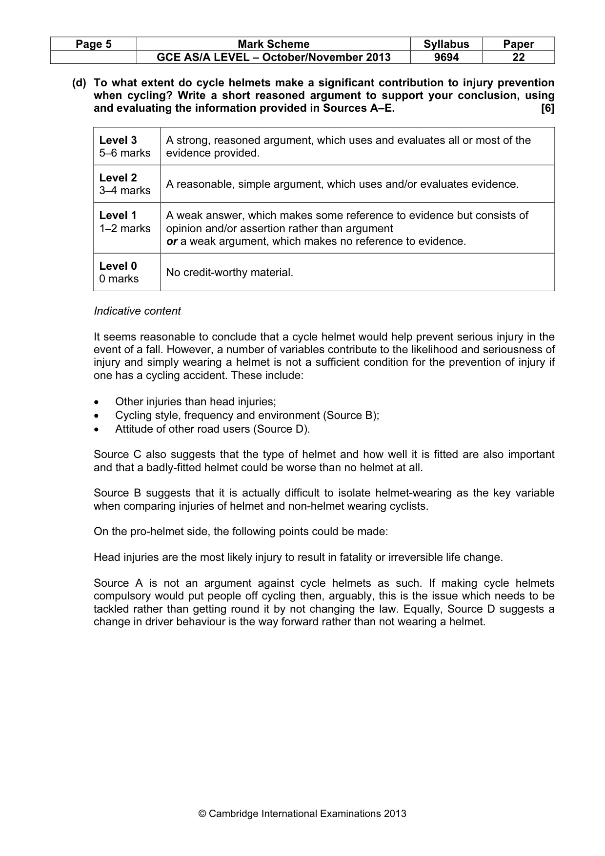 Mark scheme, page 5 of 8