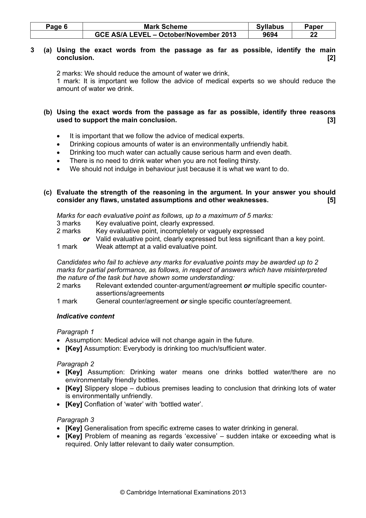Mark scheme, page 6 of 8