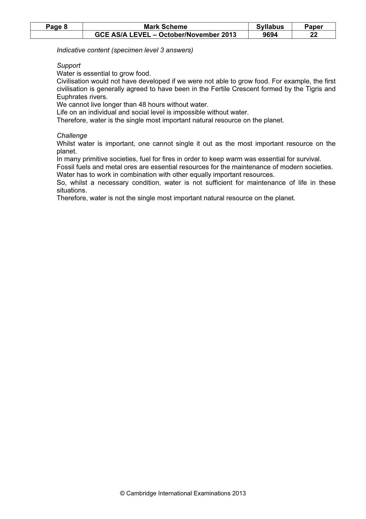 Mark scheme, page 8 of 8