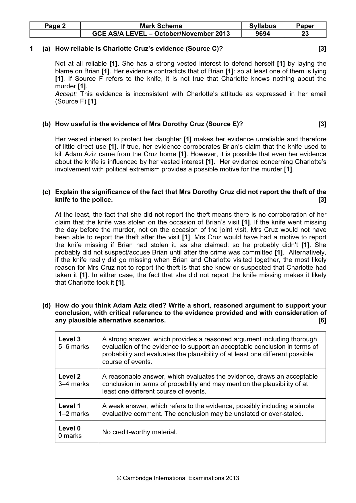 Mark scheme, page 2 of 6