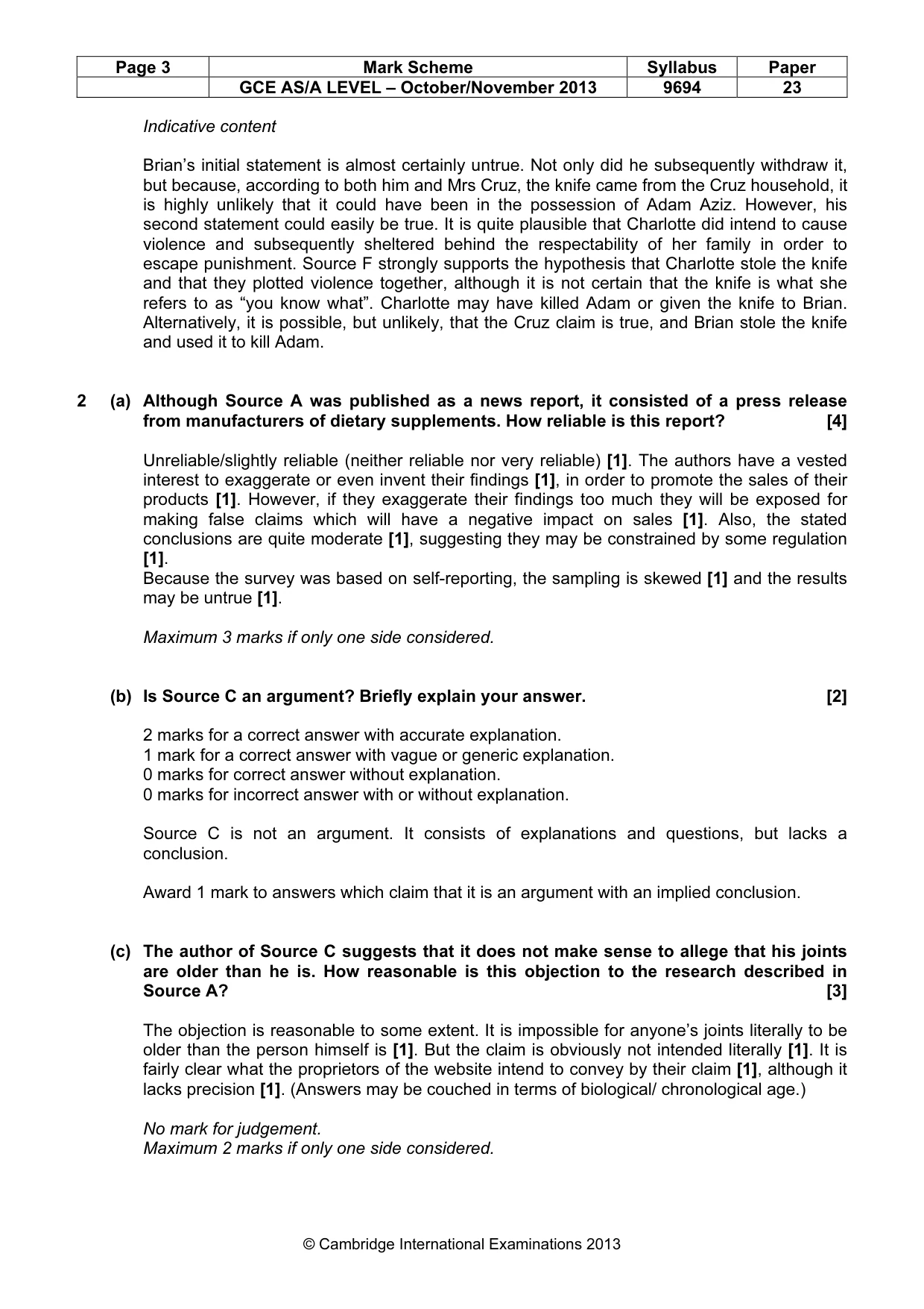 Mark scheme, page 3 of 6