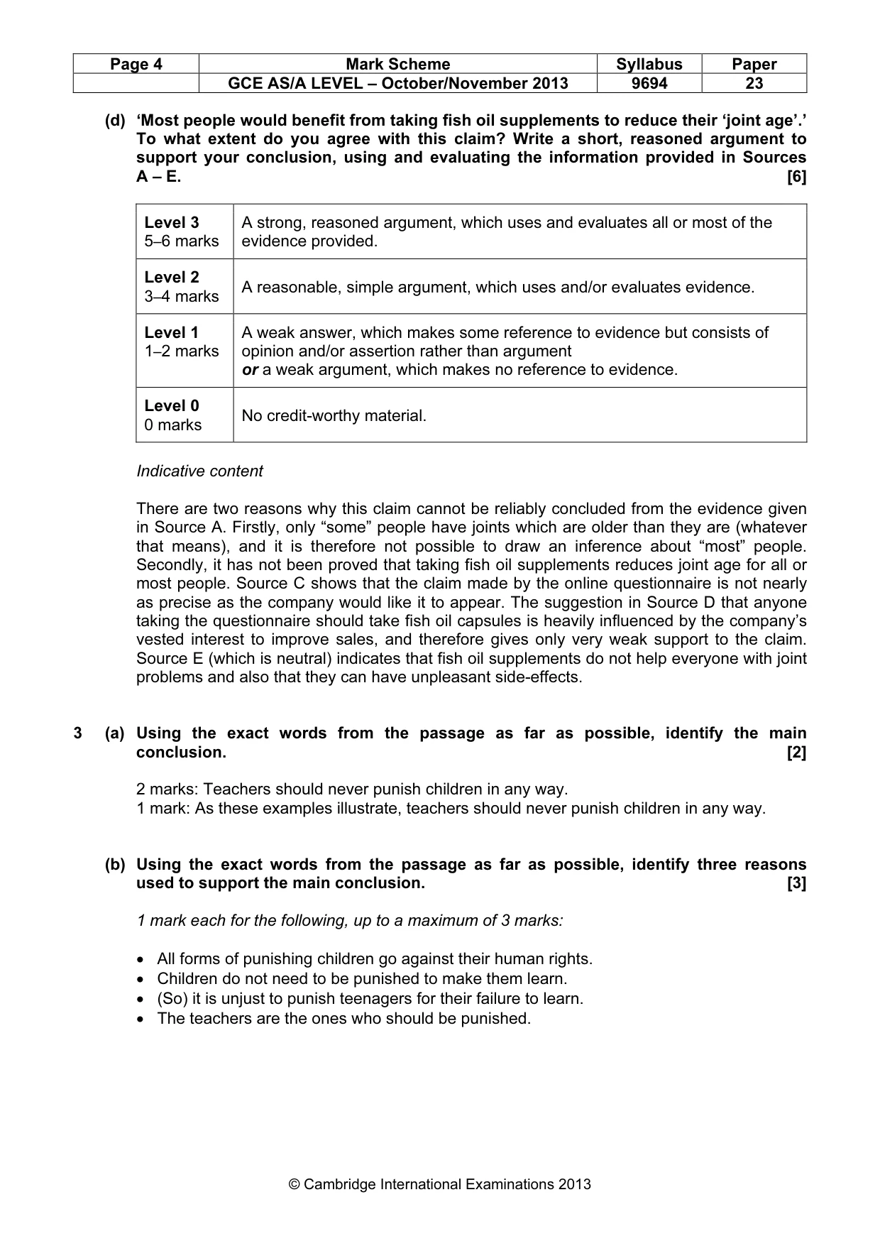 Mark scheme, page 4 of 6