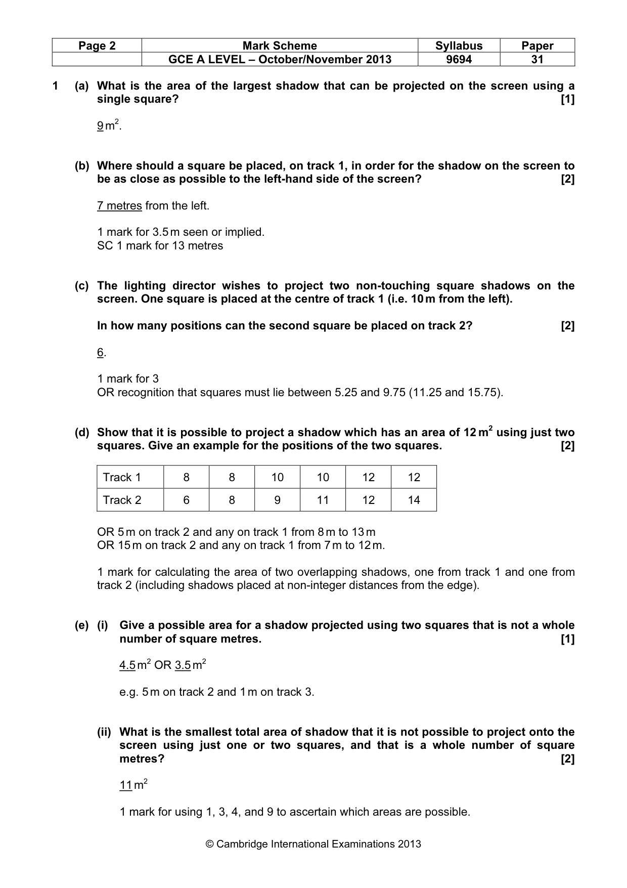 Mark scheme, page 2 of 9