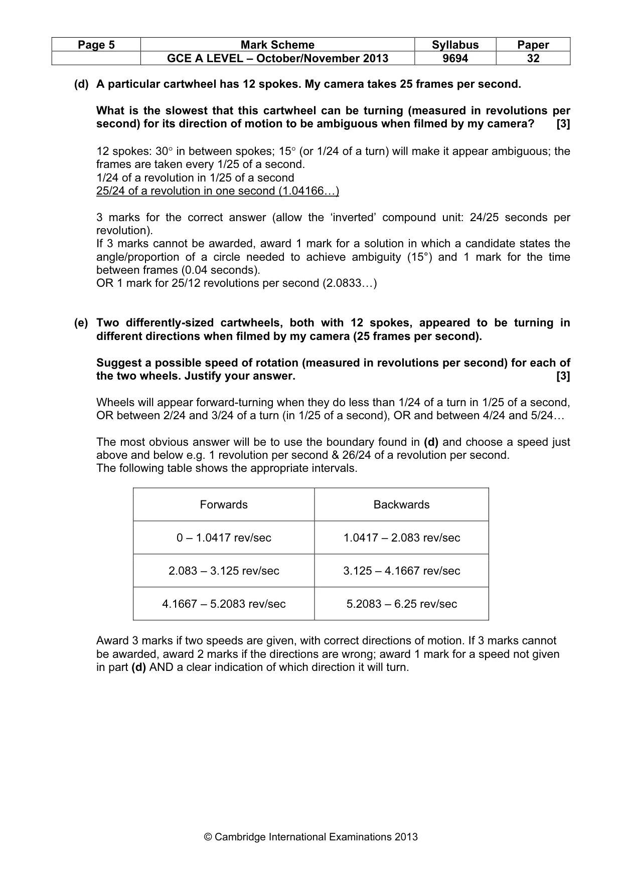 Mark scheme, page 5 of 9