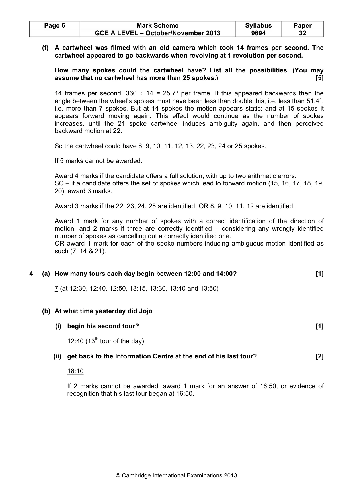 Mark scheme, page 6 of 9