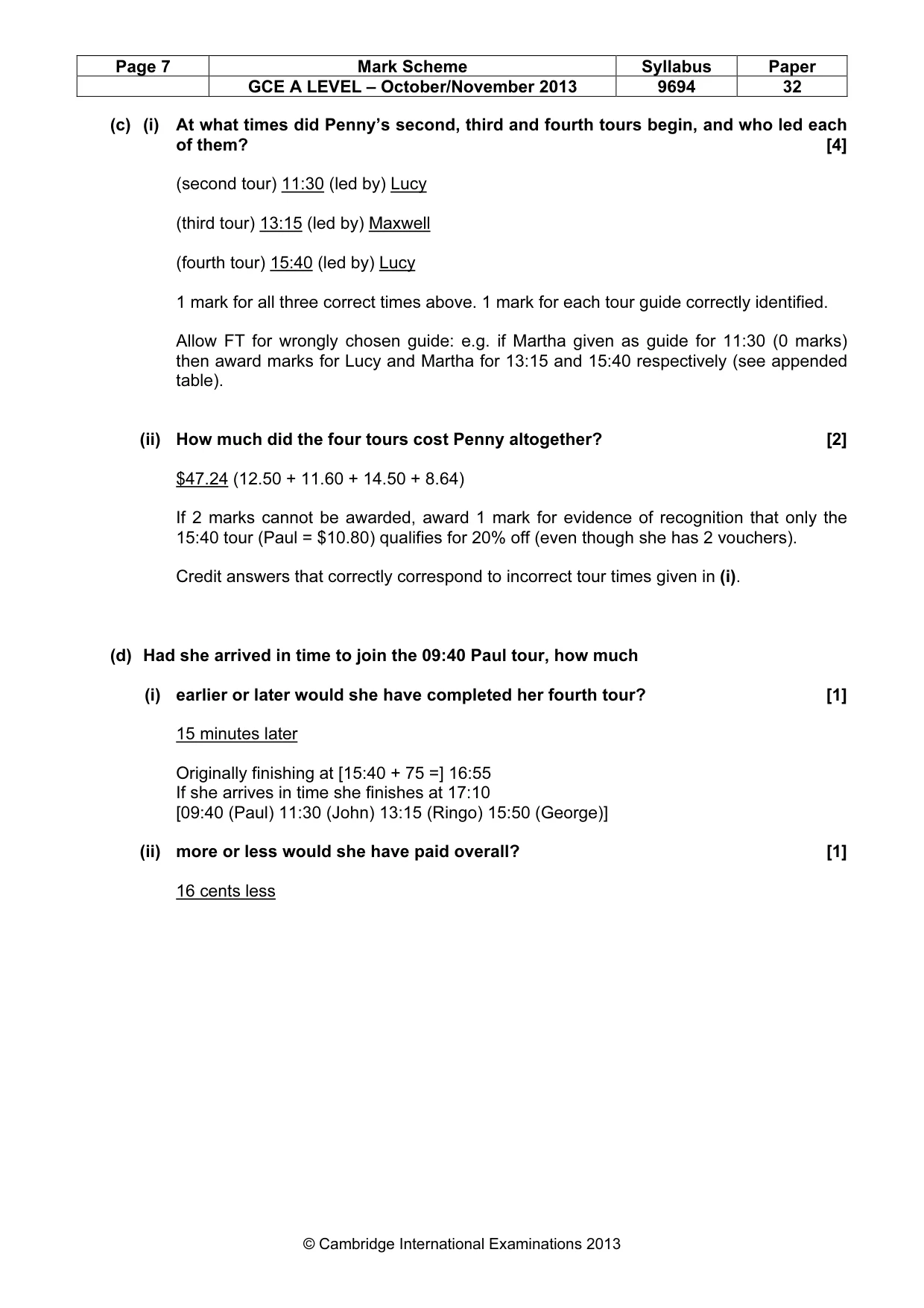 Mark scheme, page 7 of 9