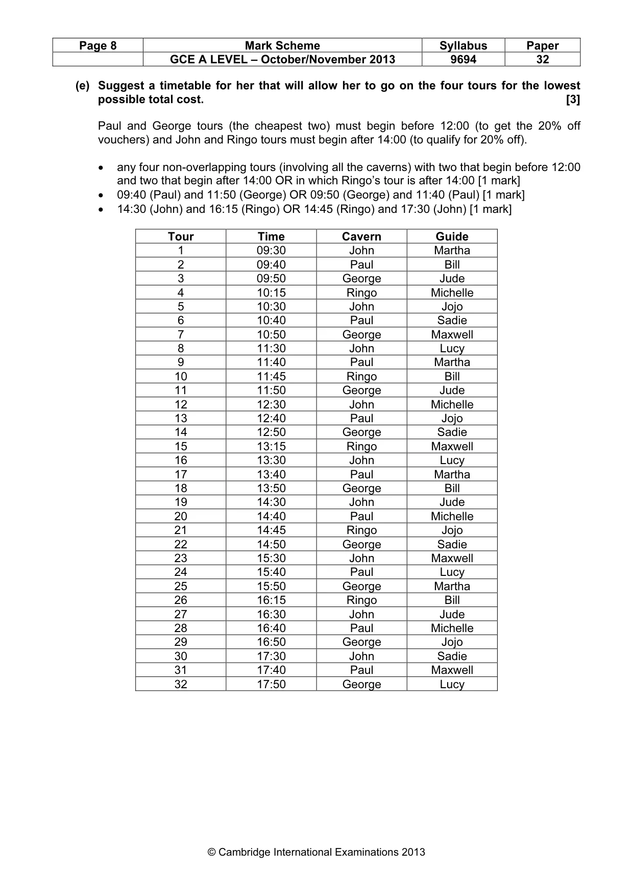 Mark scheme, page 8 of 9