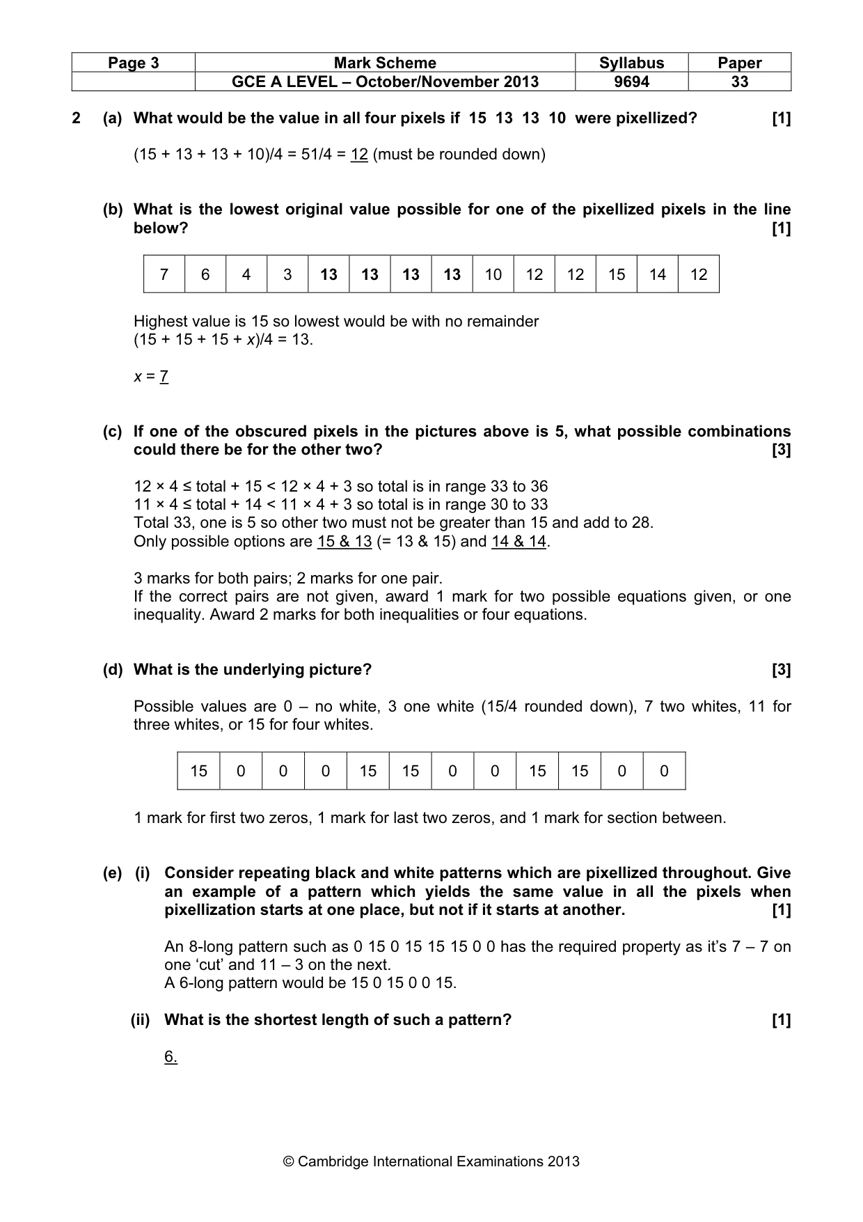Mark scheme, page 3 of 9
