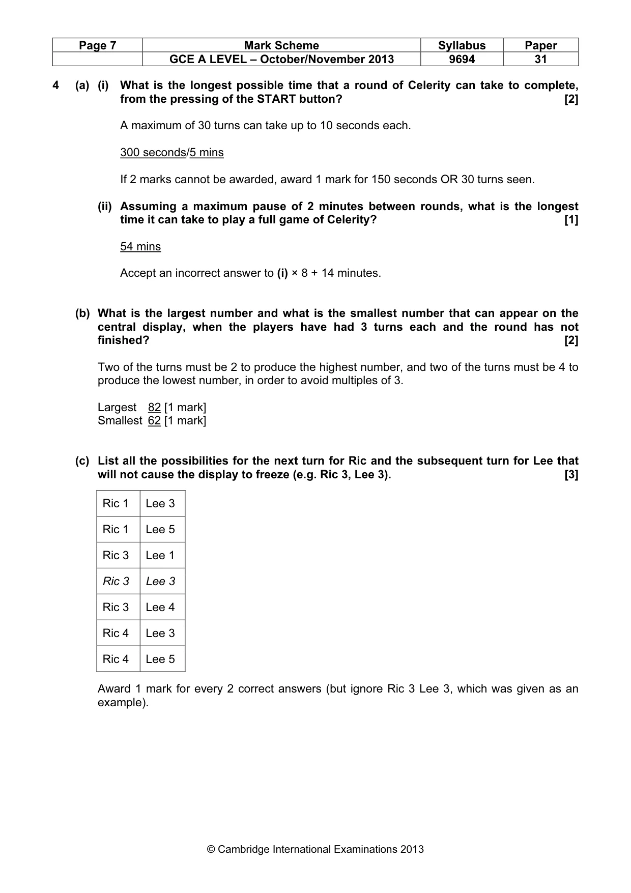Mark scheme, page 7 of 9