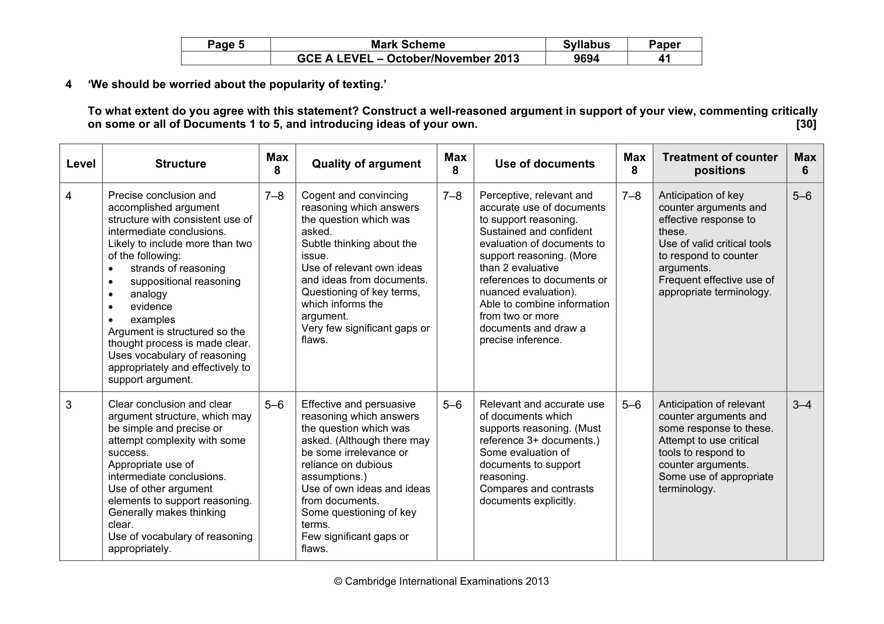 Mark scheme, page 5 of 6