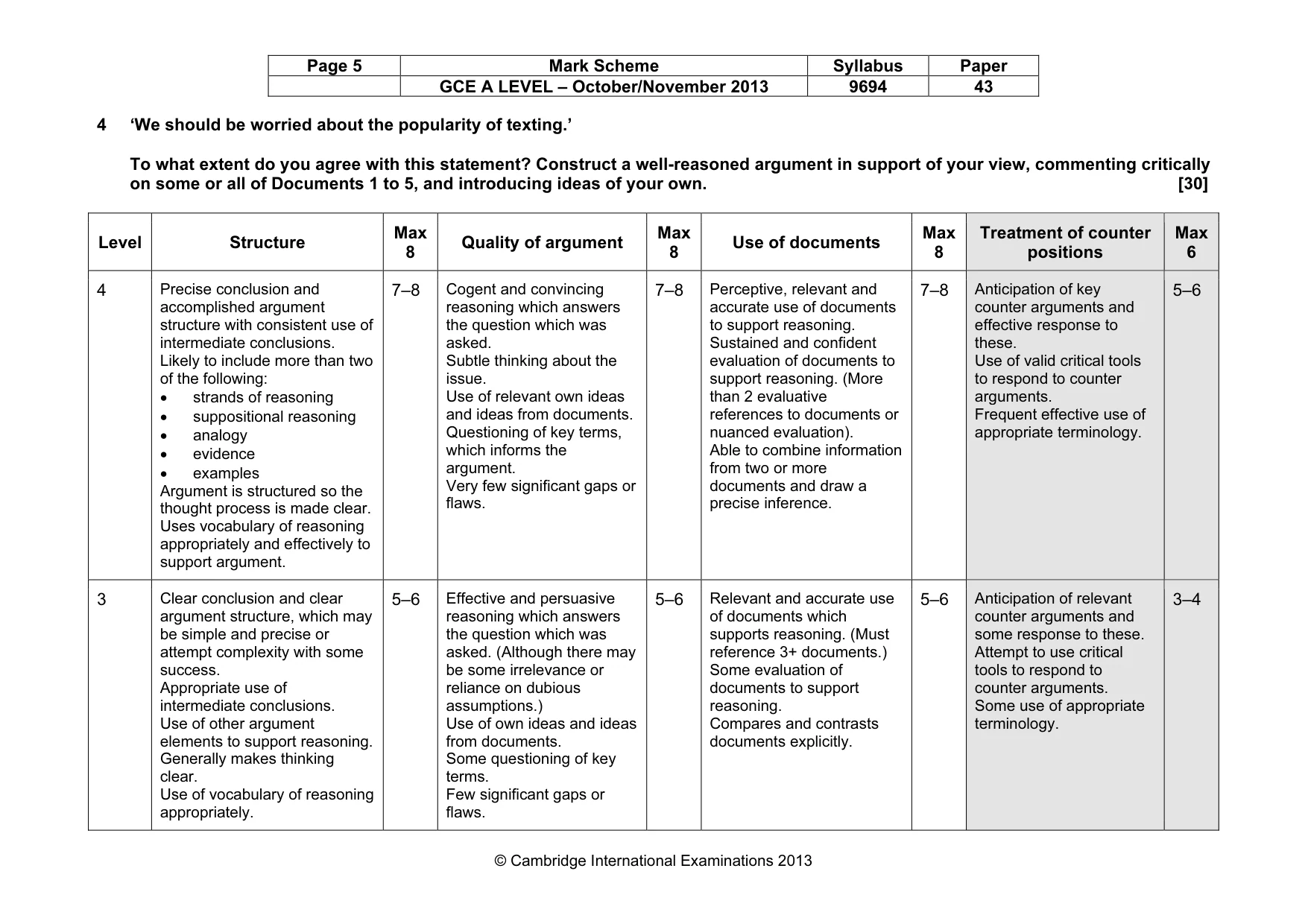 Mark scheme, page 5 of 6