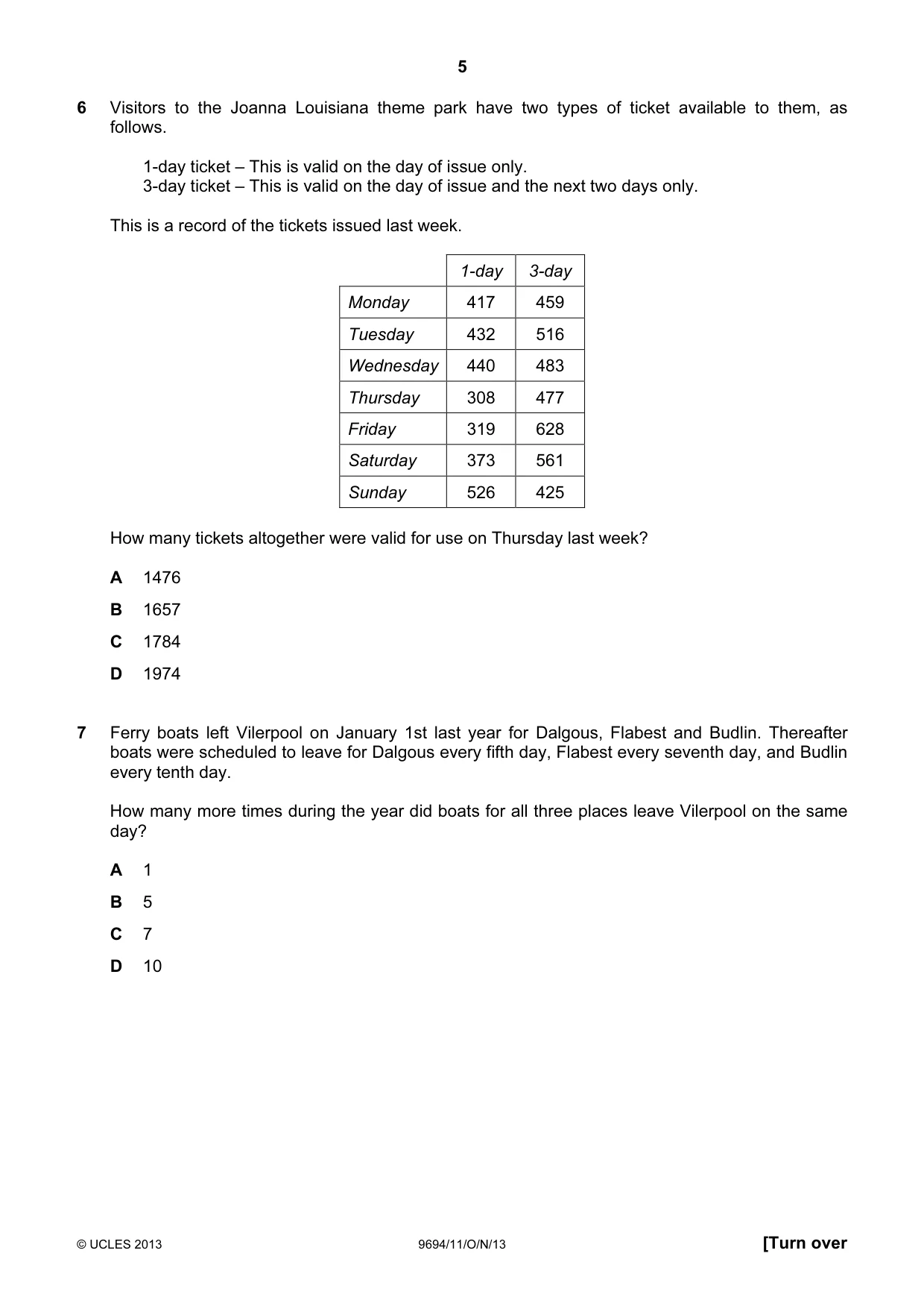 Cambridge A Level Thinking Skills 9694 2013 Oct/Nov Paper 1 · Variant 1 question paper, page 5 of 16