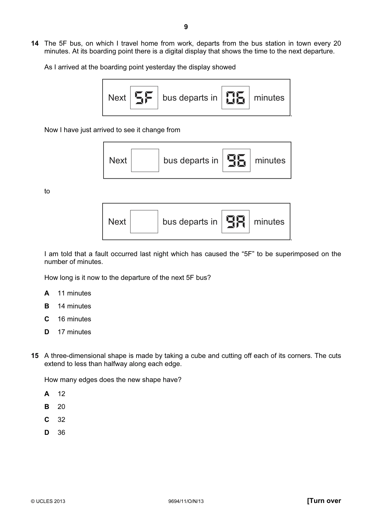 Cambridge A Level Thinking Skills 9694 2013 Oct/Nov Paper 1 · Variant 1 question paper, page 9 of 16