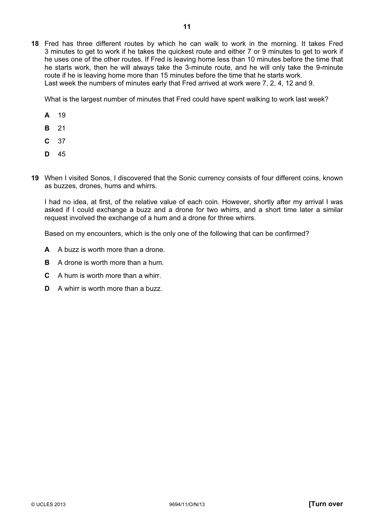 Cambridge A Level Thinking Skills 9694 2013 Oct/Nov Paper 1 · Variant 1 question paper, page 11 of 16