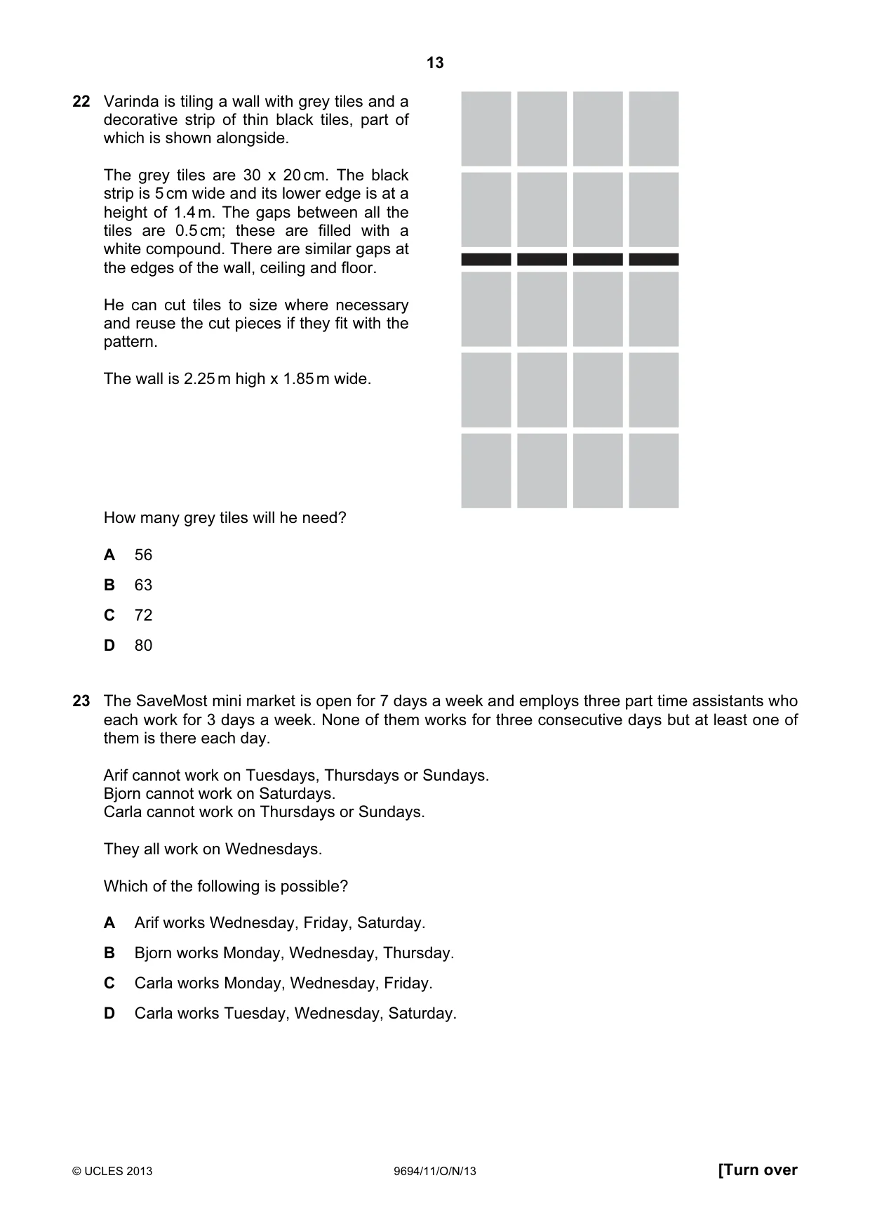 Cambridge A Level Thinking Skills 9694 2013 Oct/Nov Paper 1 · Variant 1 question paper, page 13 of 16
