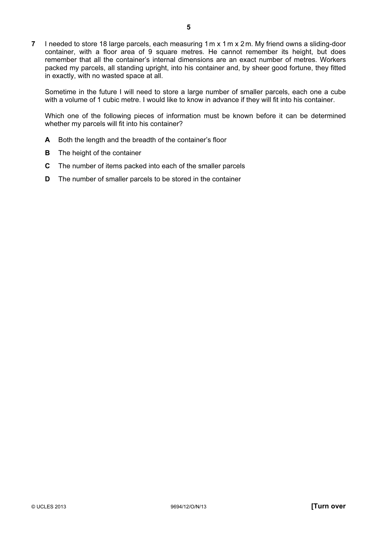 Cambridge A Level Thinking Skills 9694 2013 Oct/Nov Paper 1 · Variant 2 question paper, page 5 of 20