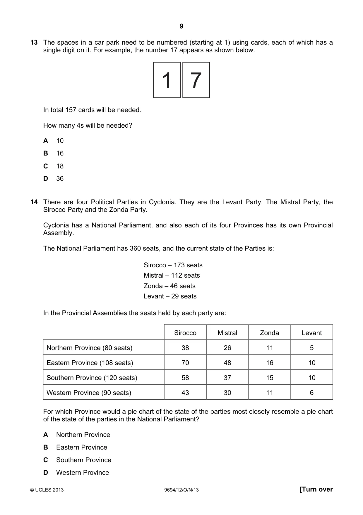 Cambridge A Level Thinking Skills 9694 2013 Oct/Nov Paper 1 · Variant 2 question paper, page 9 of 20