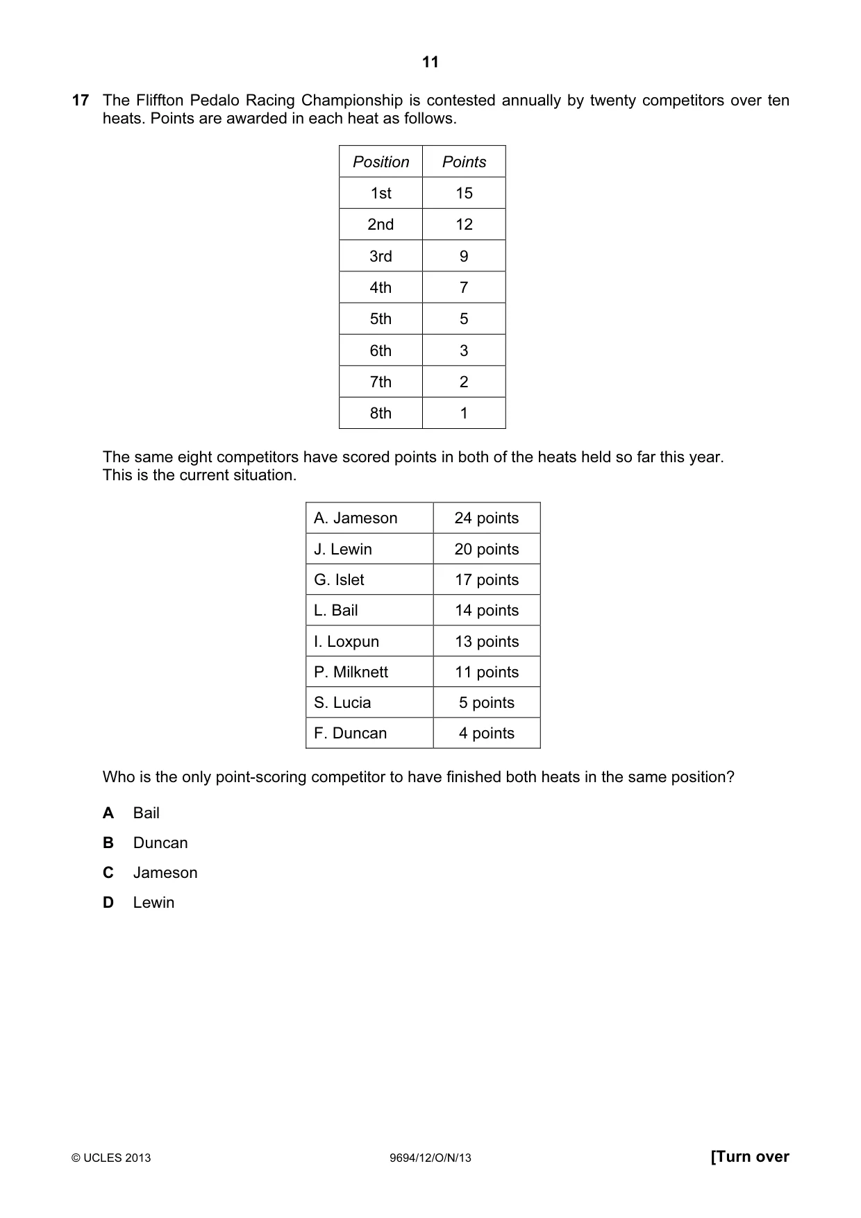 Cambridge A Level Thinking Skills 9694 2013 Oct/Nov Paper 1 · Variant 2 question paper, page 11 of 20