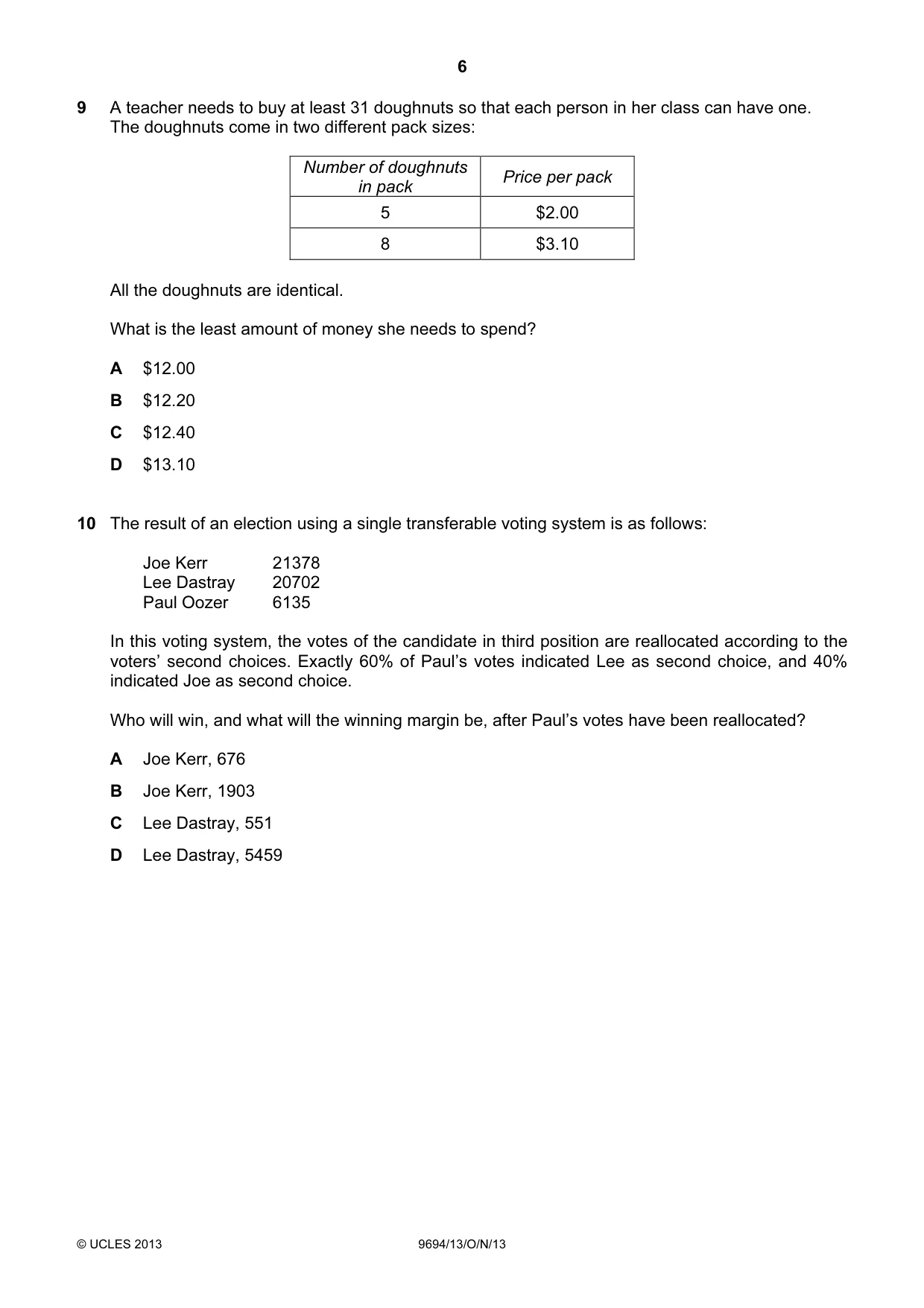 Cambridge A Level Thinking Skills 9694 2013 Oct/Nov Paper 1 · Variant 3 question paper, page 6 of 20