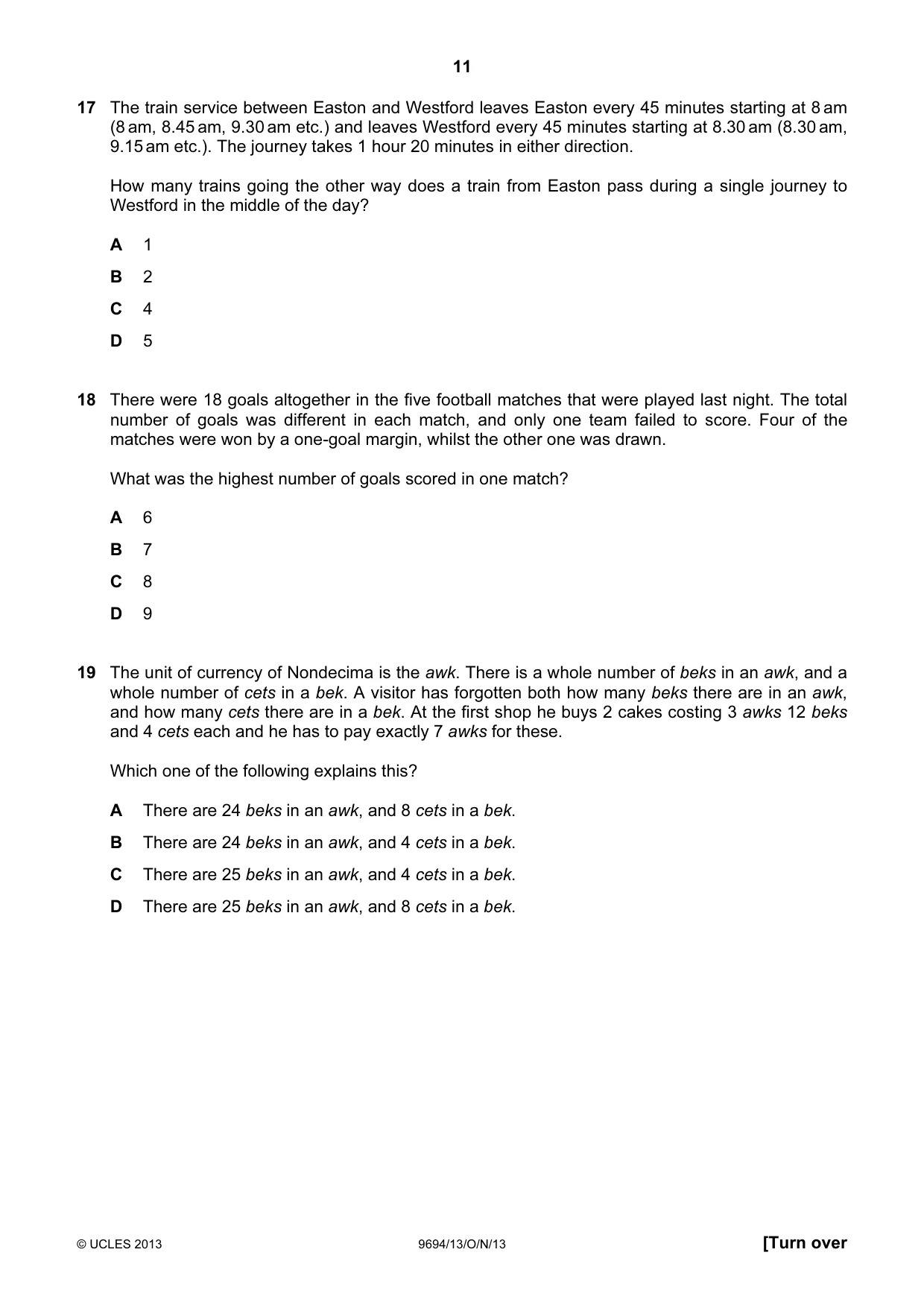 Cambridge A Level Thinking Skills 9694 2013 Oct/Nov Paper 1 · Variant 3 question paper, page 11 of 20