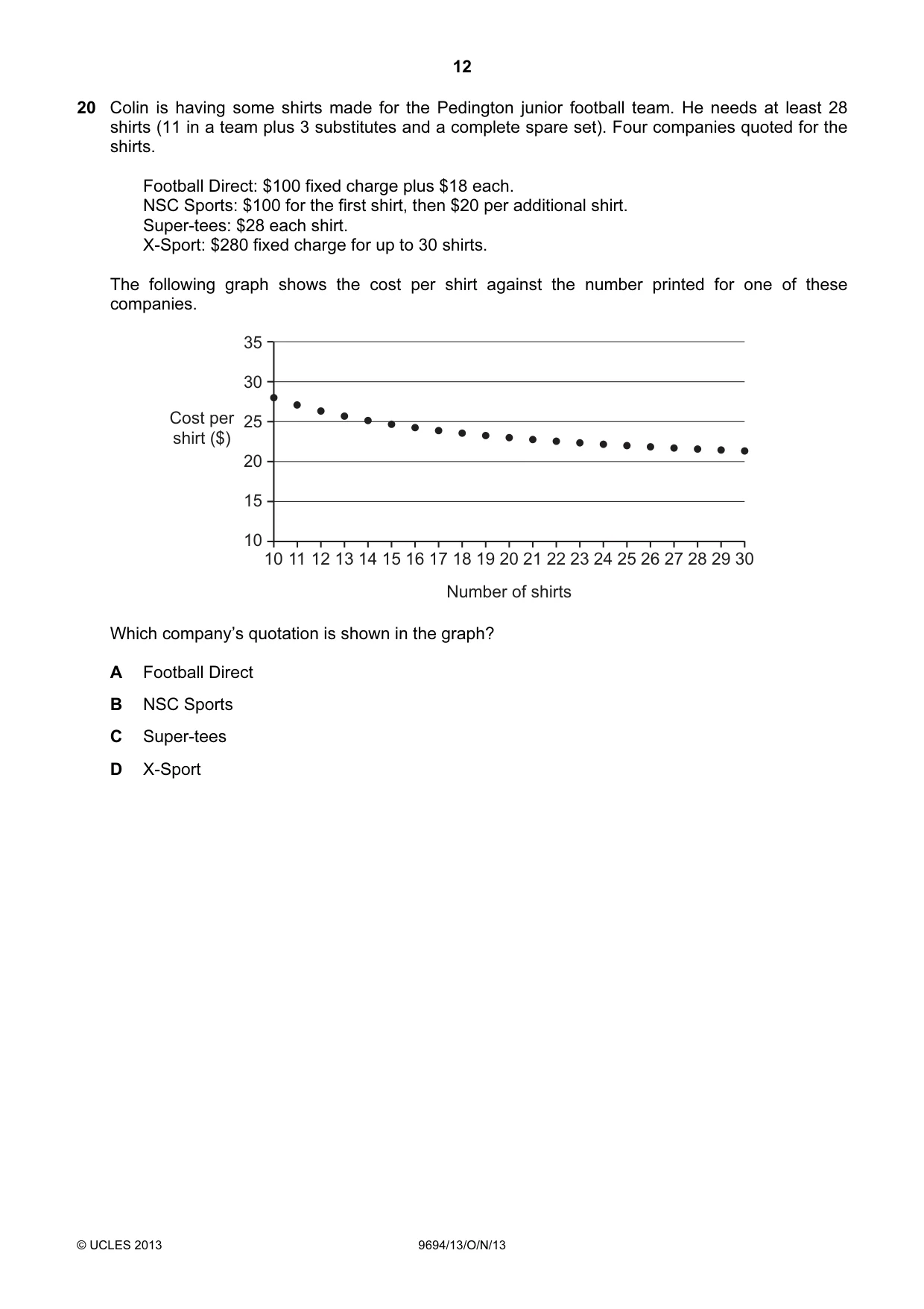 Cambridge A Level Thinking Skills 9694 2013 Oct/Nov Paper 1 · Variant 3 question paper, page 12 of 20
