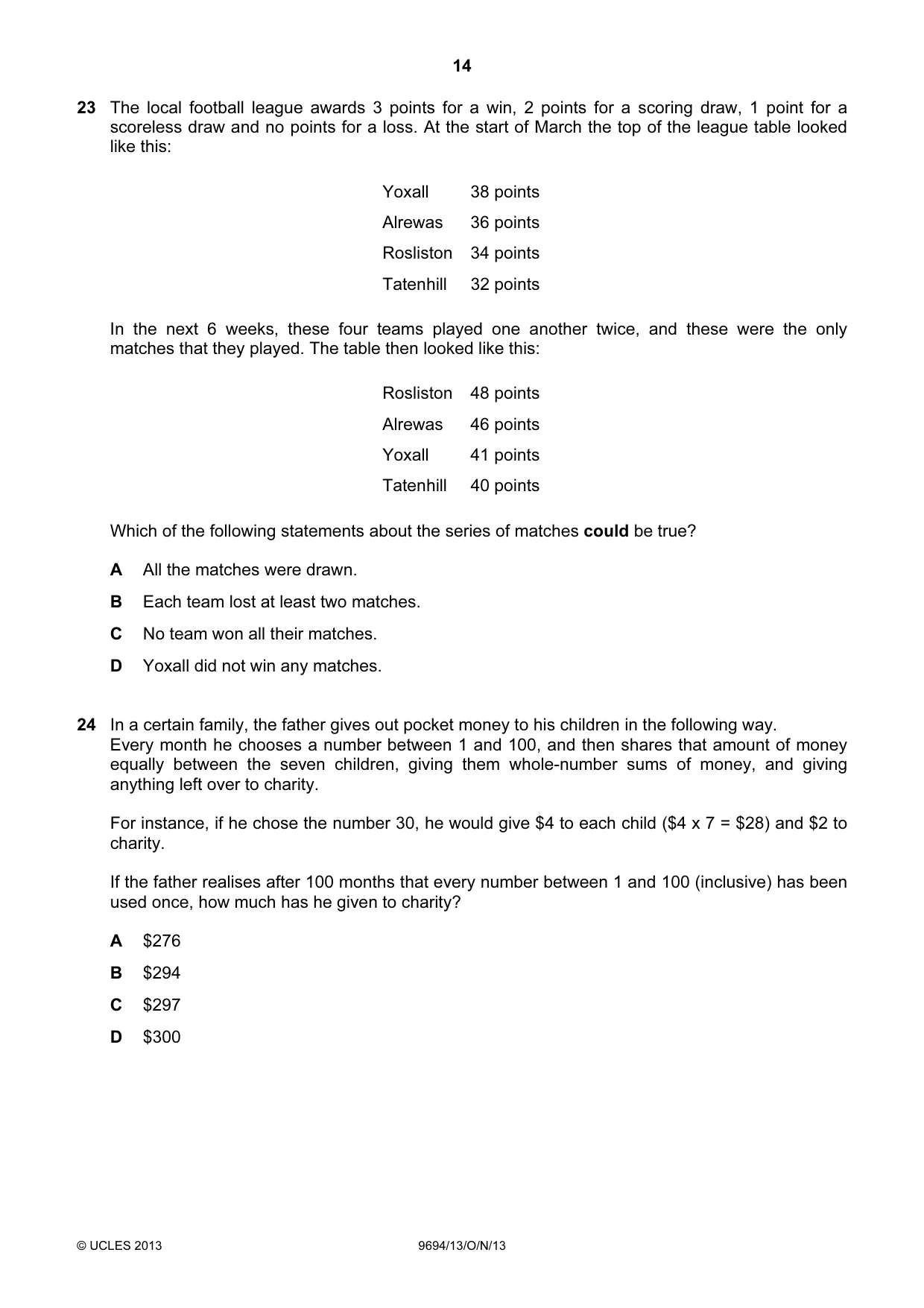 Cambridge A Level Thinking Skills 9694 2013 Oct/Nov Paper 1 · Variant 3 question paper, page 14 of 20