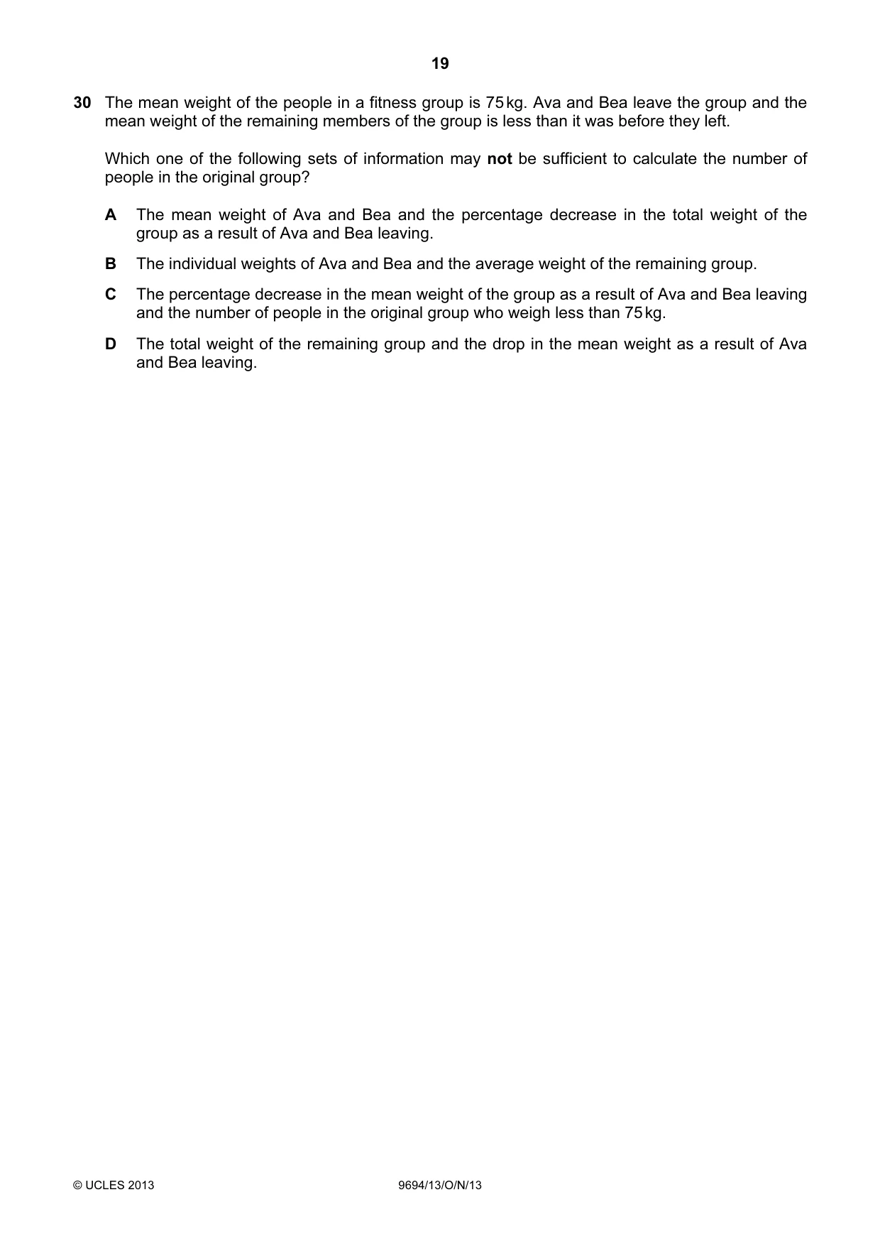 Cambridge A Level Thinking Skills 9694 2013 Oct/Nov Paper 1 · Variant 3 question paper, page 19 of 20