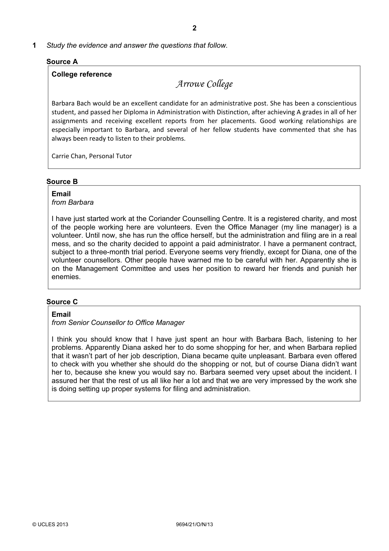 Cambridge A Level Thinking Skills 9694 2013 Oct/Nov Paper 2 · Variant 1 question paper, page 2 of 8