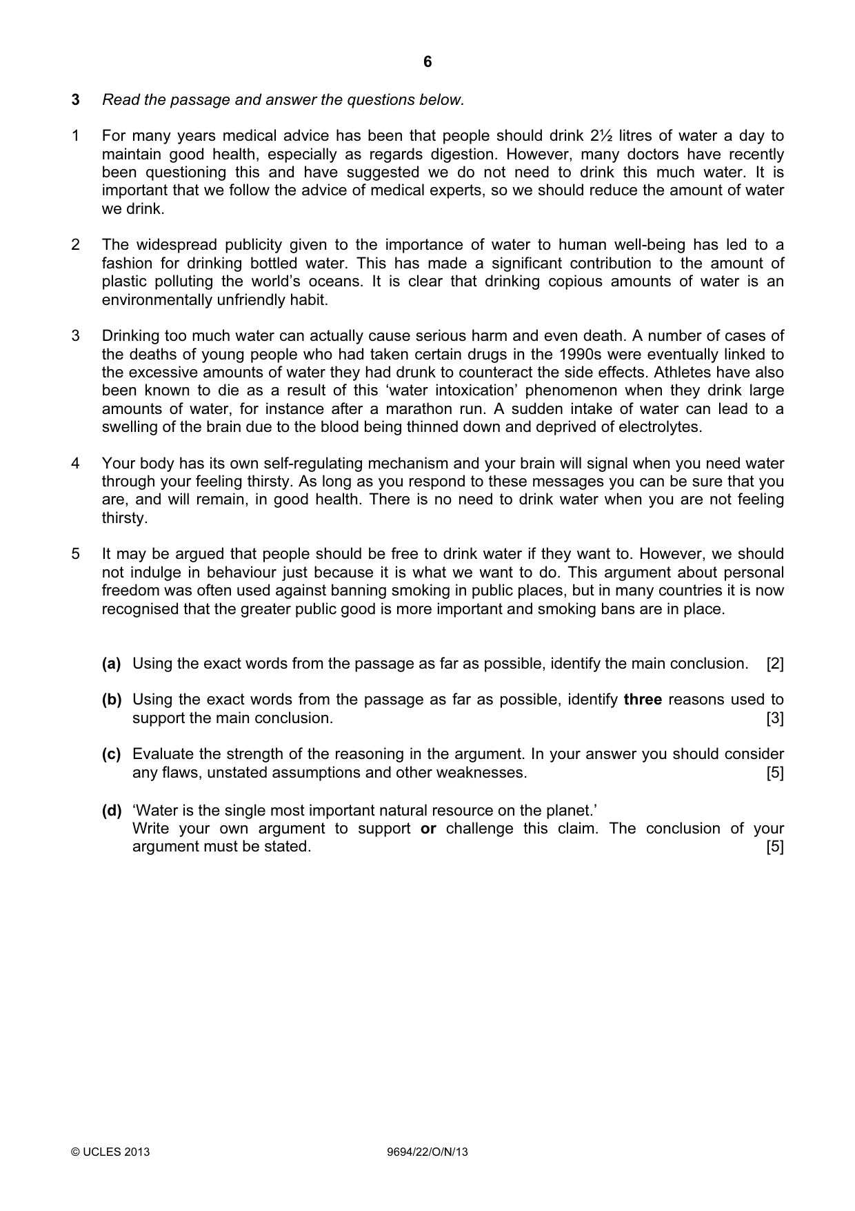 Cambridge A Level Thinking Skills 9694 2013 Oct/Nov Paper 2 · Variant 2 question paper, page 6 of 8