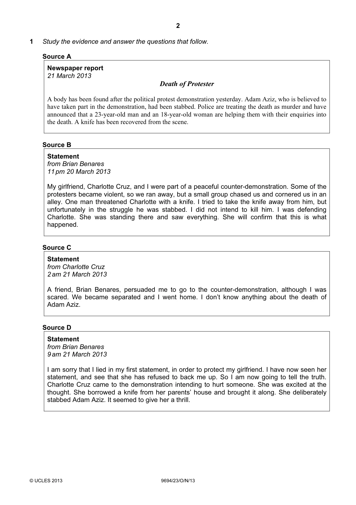 Cambridge A Level Thinking Skills 9694 2013 Oct/Nov Paper 2 · Variant 3 question paper, page 2 of 8
