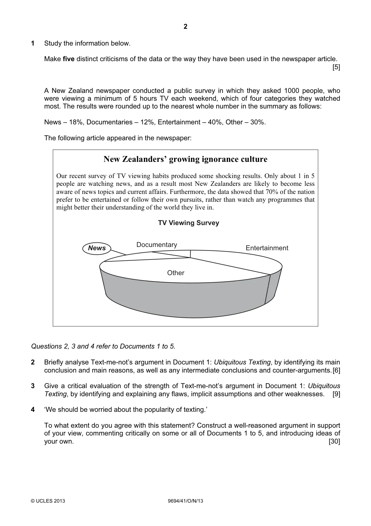 Cambridge A Level Thinking Skills 9694 2013 Oct/Nov Paper 4 · Variant 1 question paper, page 2 of 8