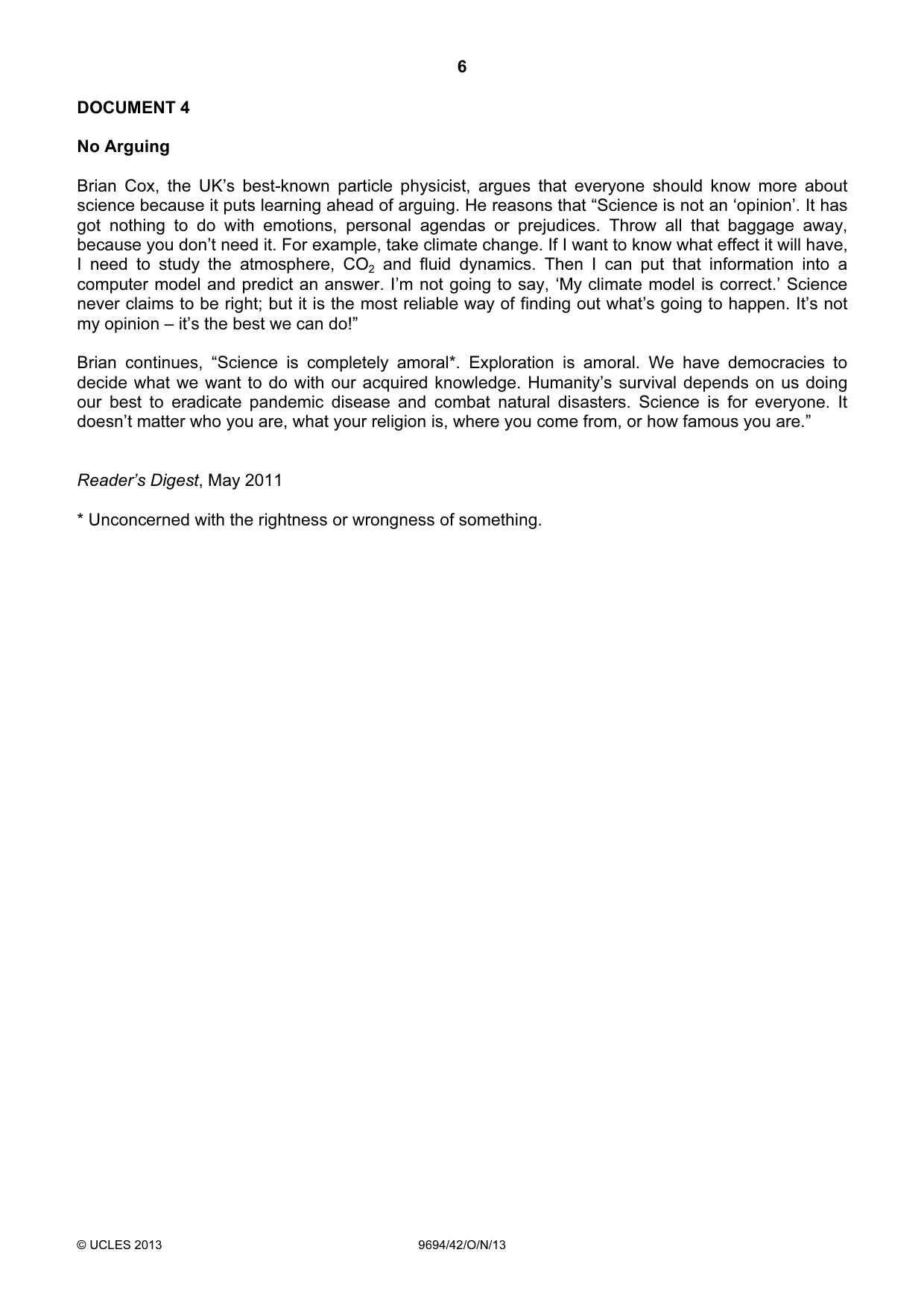 Cambridge A Level Thinking Skills 9694 2013 Oct/Nov Paper 4 · Variant 2 question paper, page 6 of 8