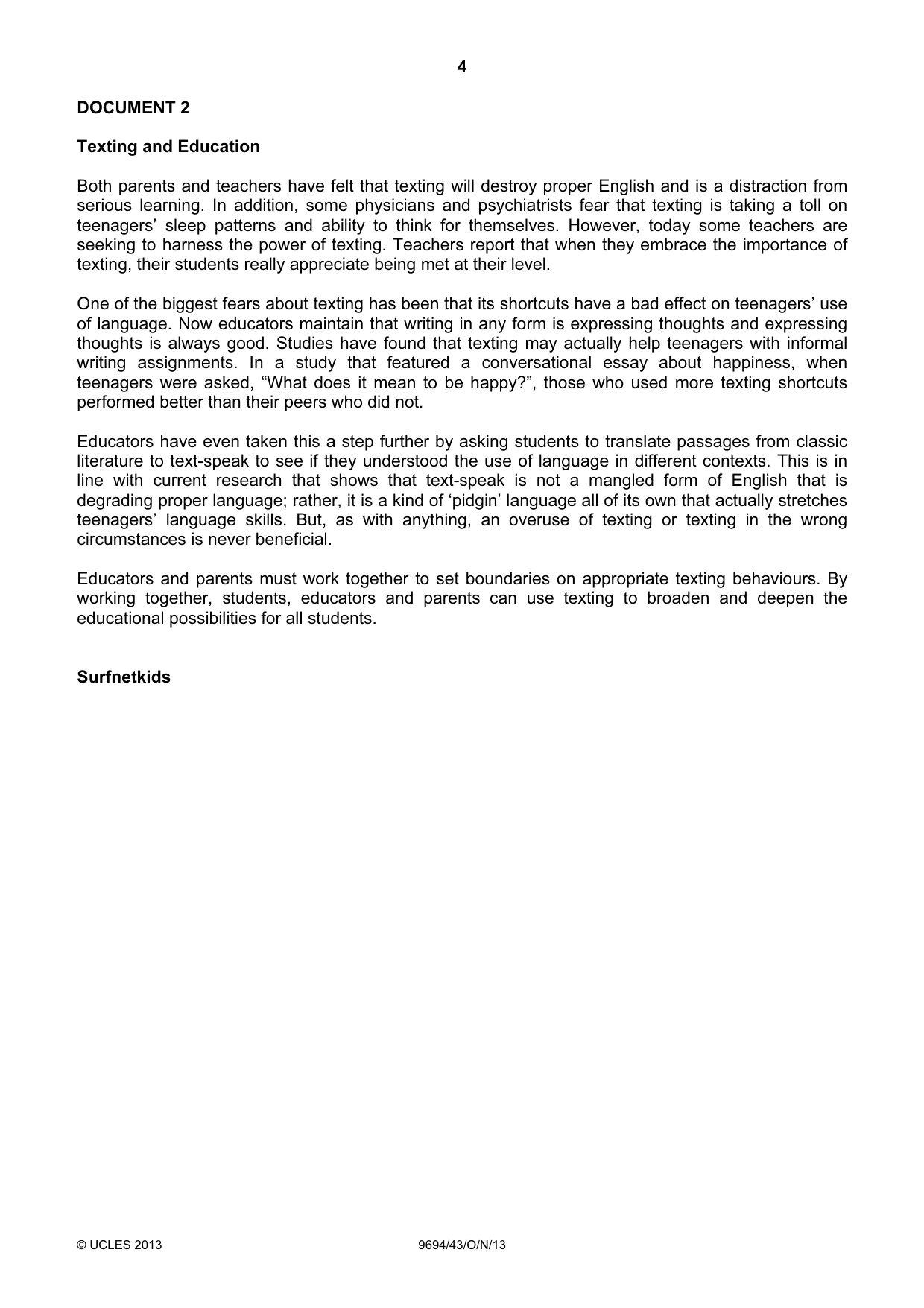 Cambridge A Level Thinking Skills 9694 2013 Oct/Nov Paper 4 · Variant 3 question paper, page 4 of 8