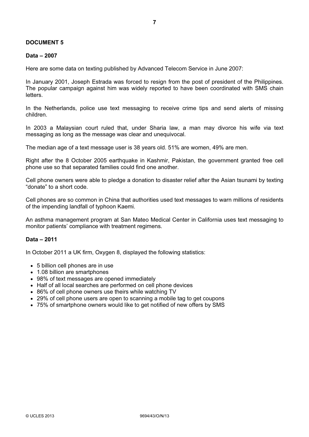Cambridge A Level Thinking Skills 9694 2013 Oct/Nov Paper 4 · Variant 3 question paper, page 7 of 8