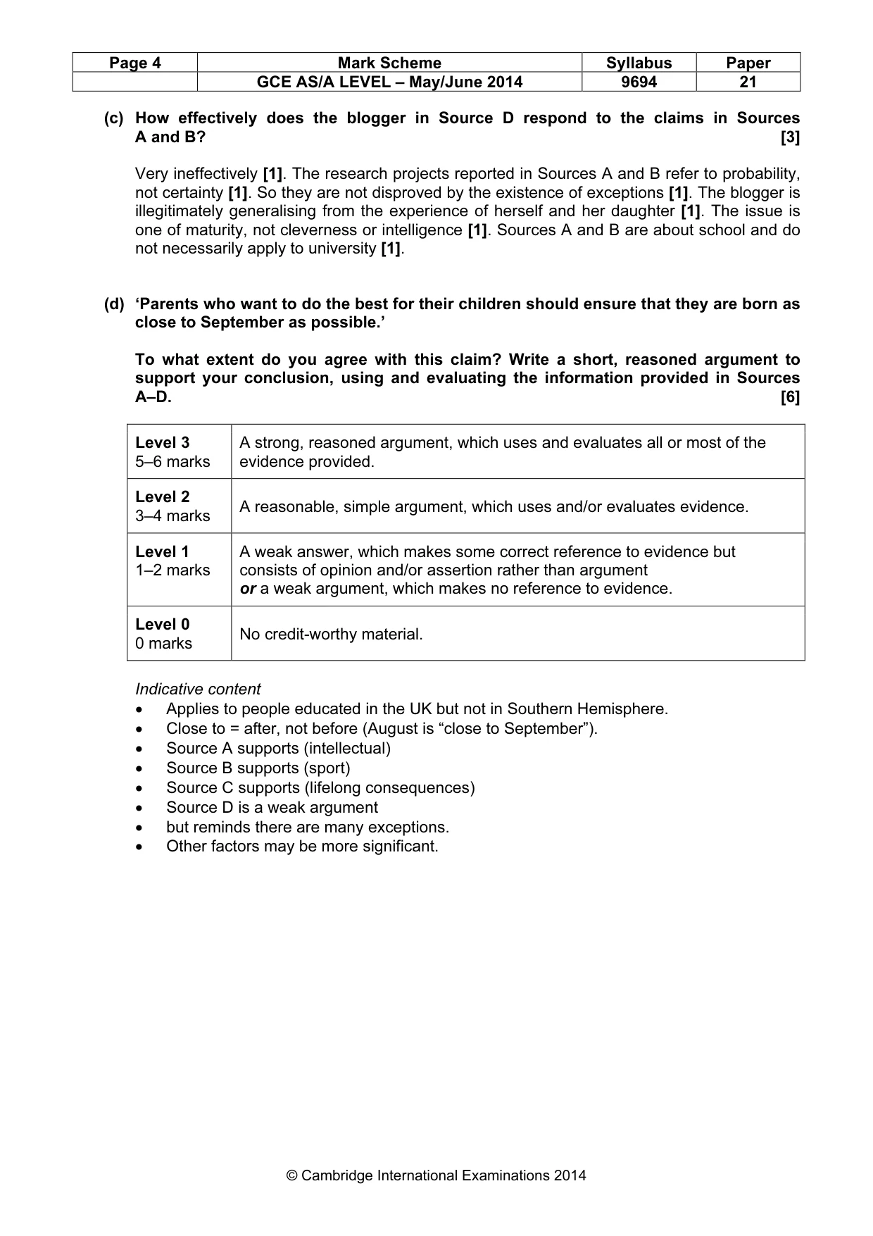 Mark scheme, page 4 of 7