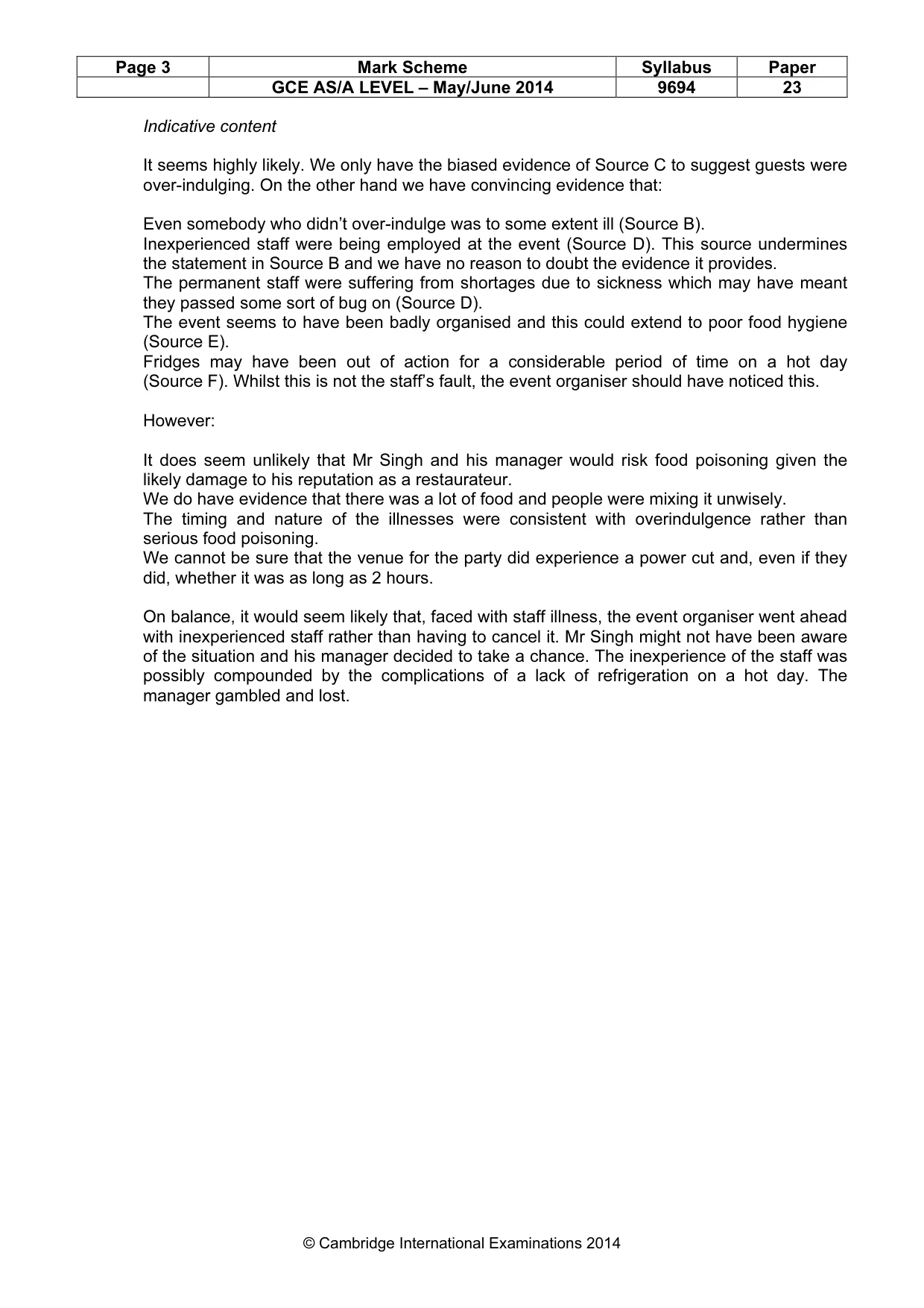 Mark scheme, page 3 of 8