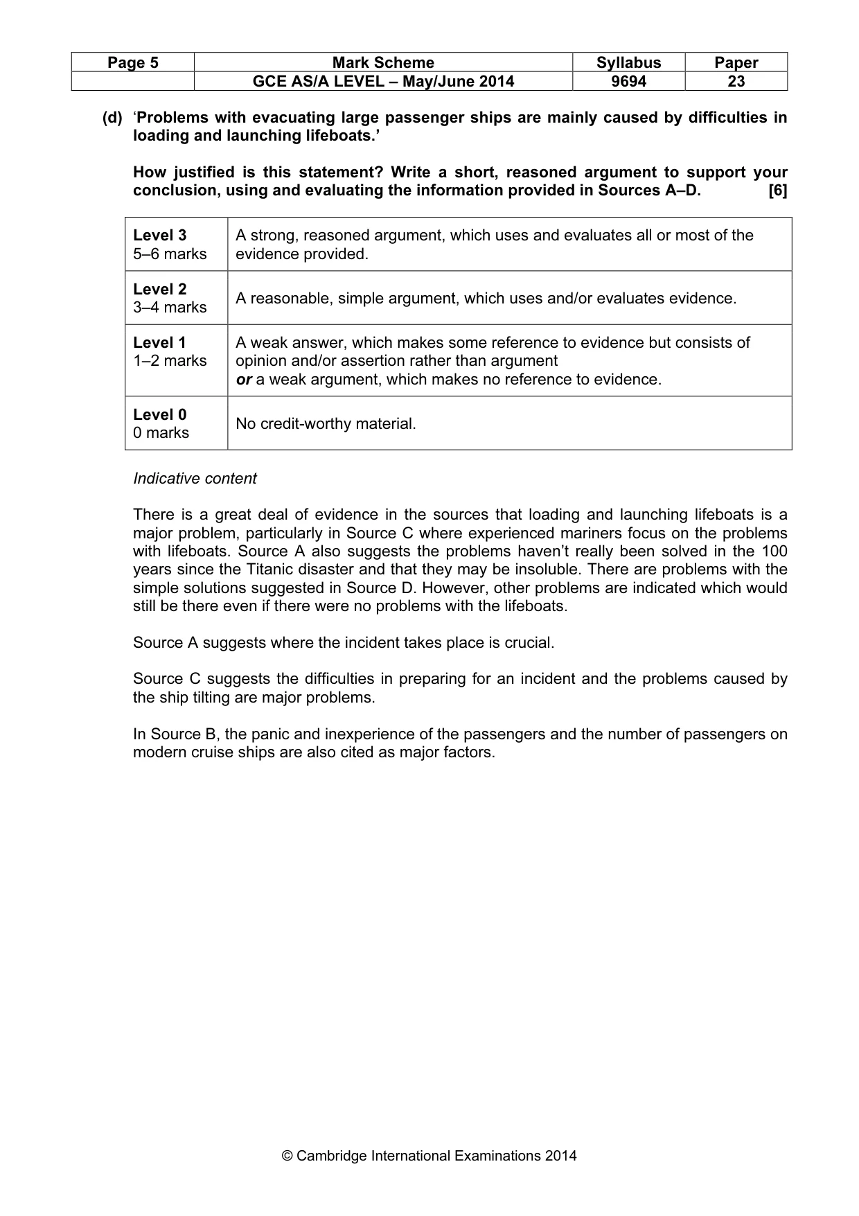 Mark scheme, page 5 of 8