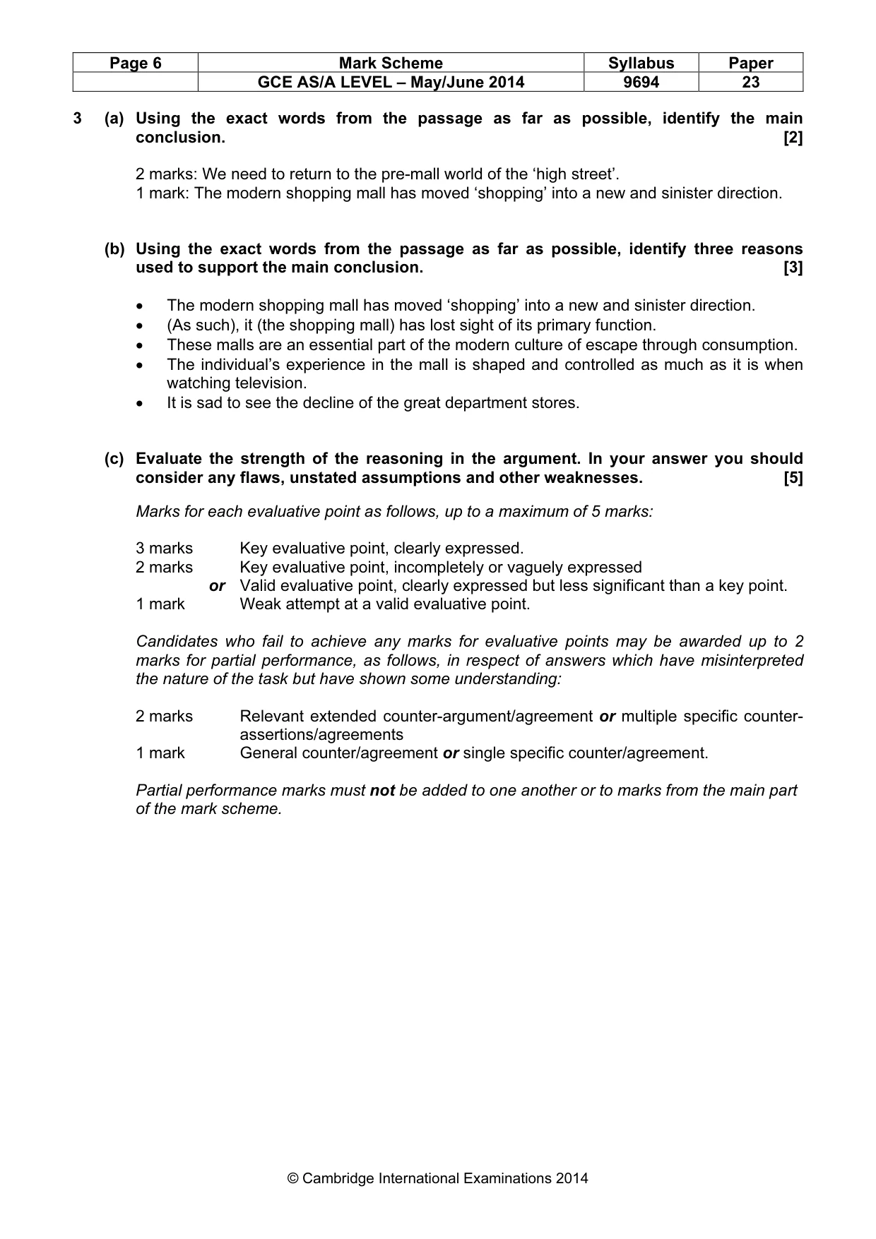 Mark scheme, page 6 of 8