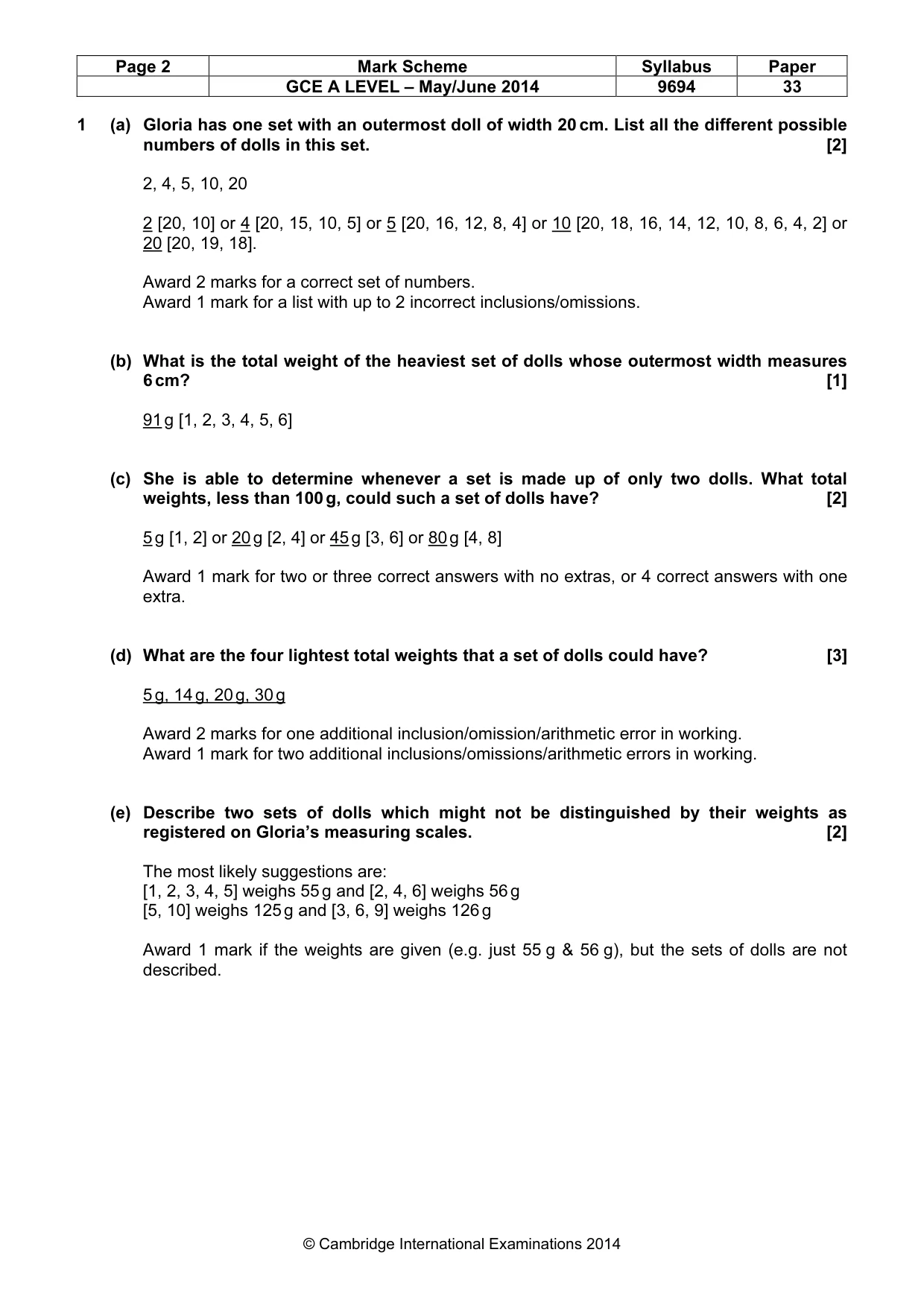 Mark scheme, page 2 of 8