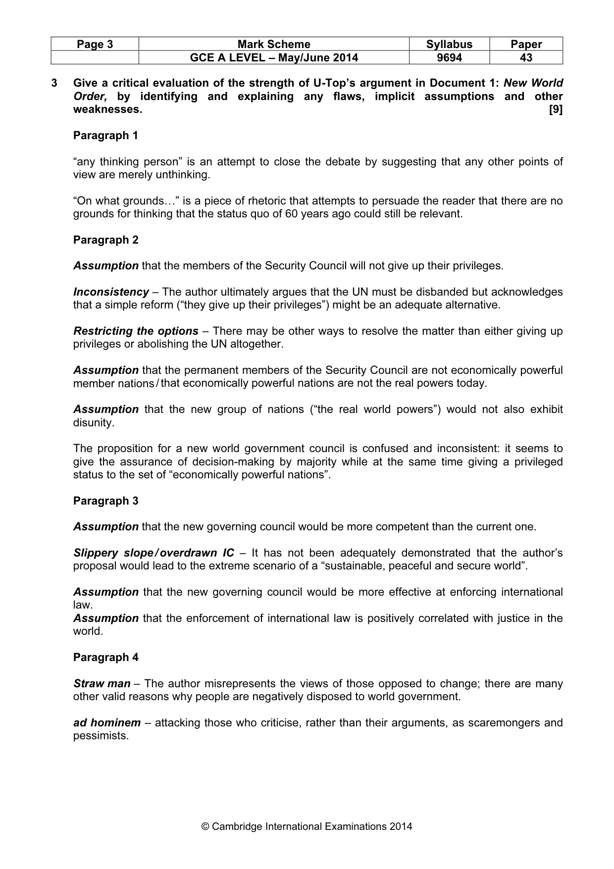 Mark scheme, page 3 of 7